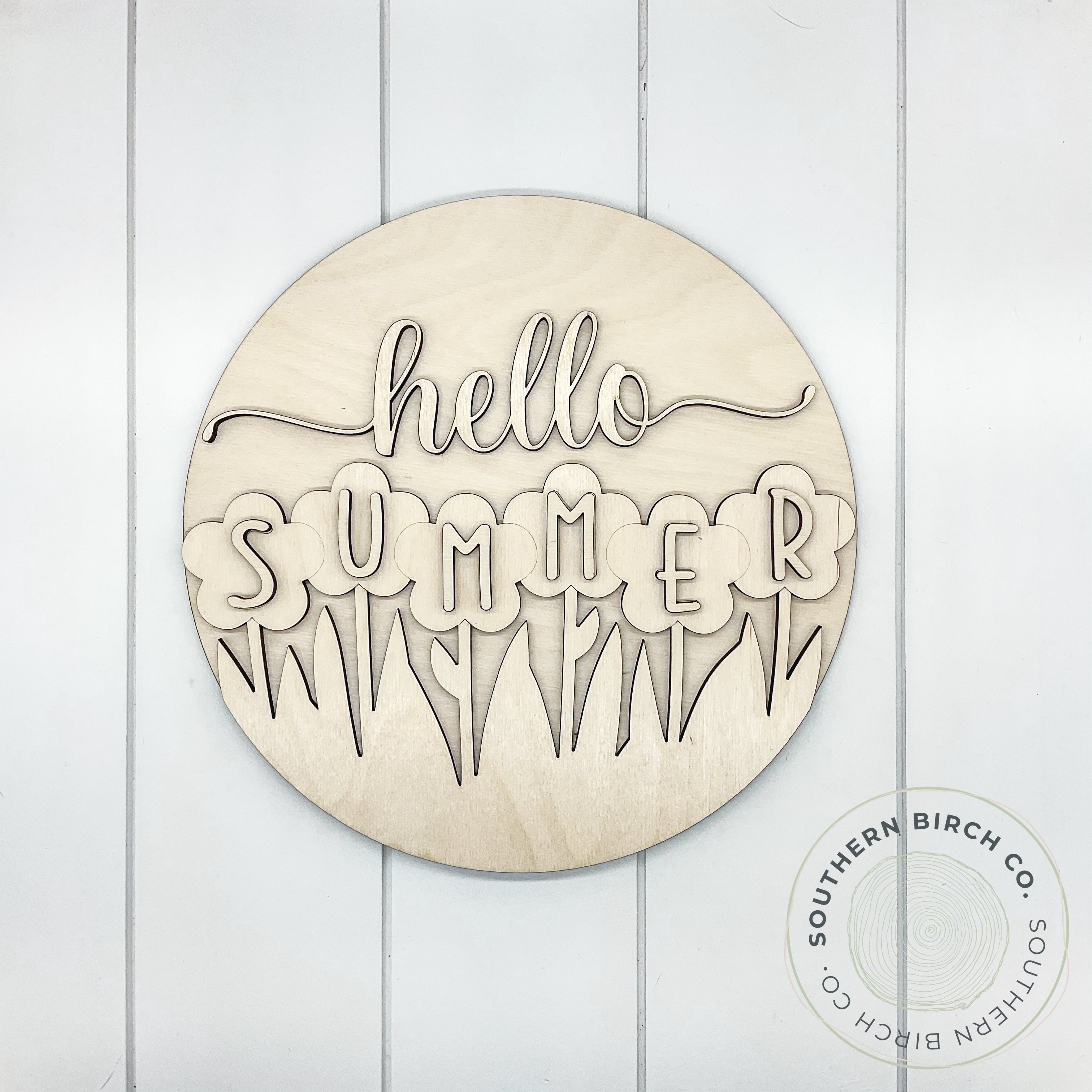 Hello Summer 3D Round Blank (Flowers)