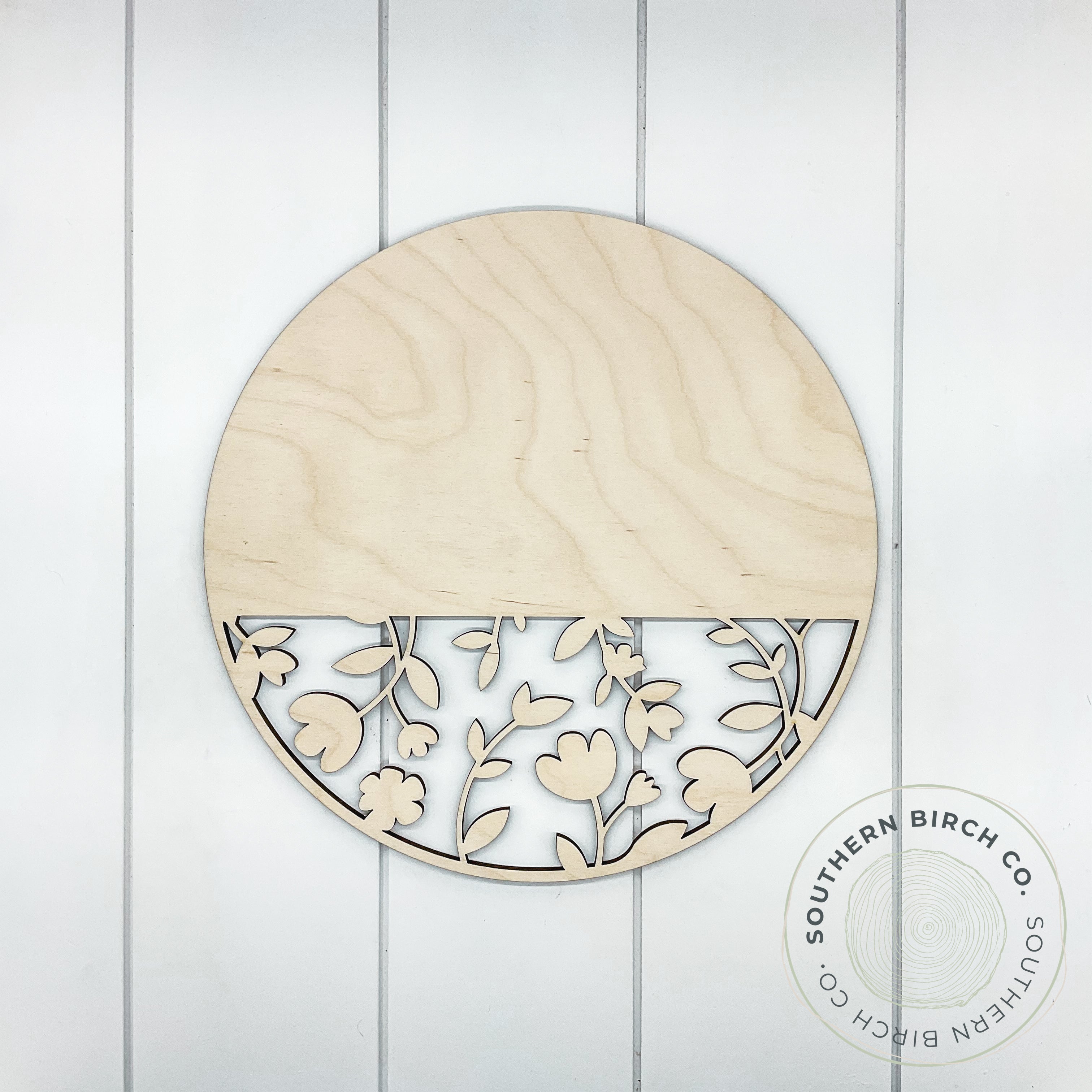 Round Cutout Blank (Half Floral)