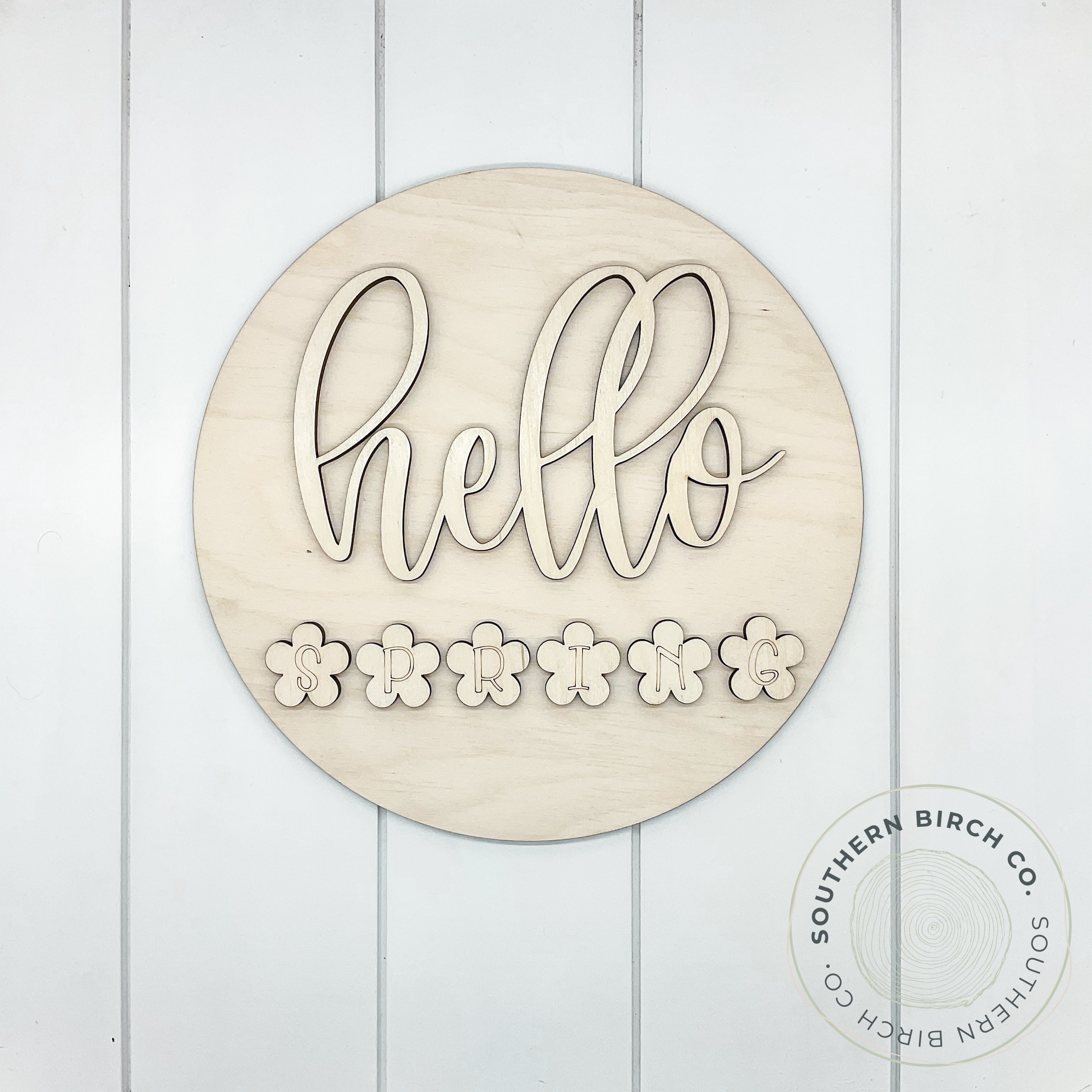 Hello Spring 3D Round Blank (Flowers)