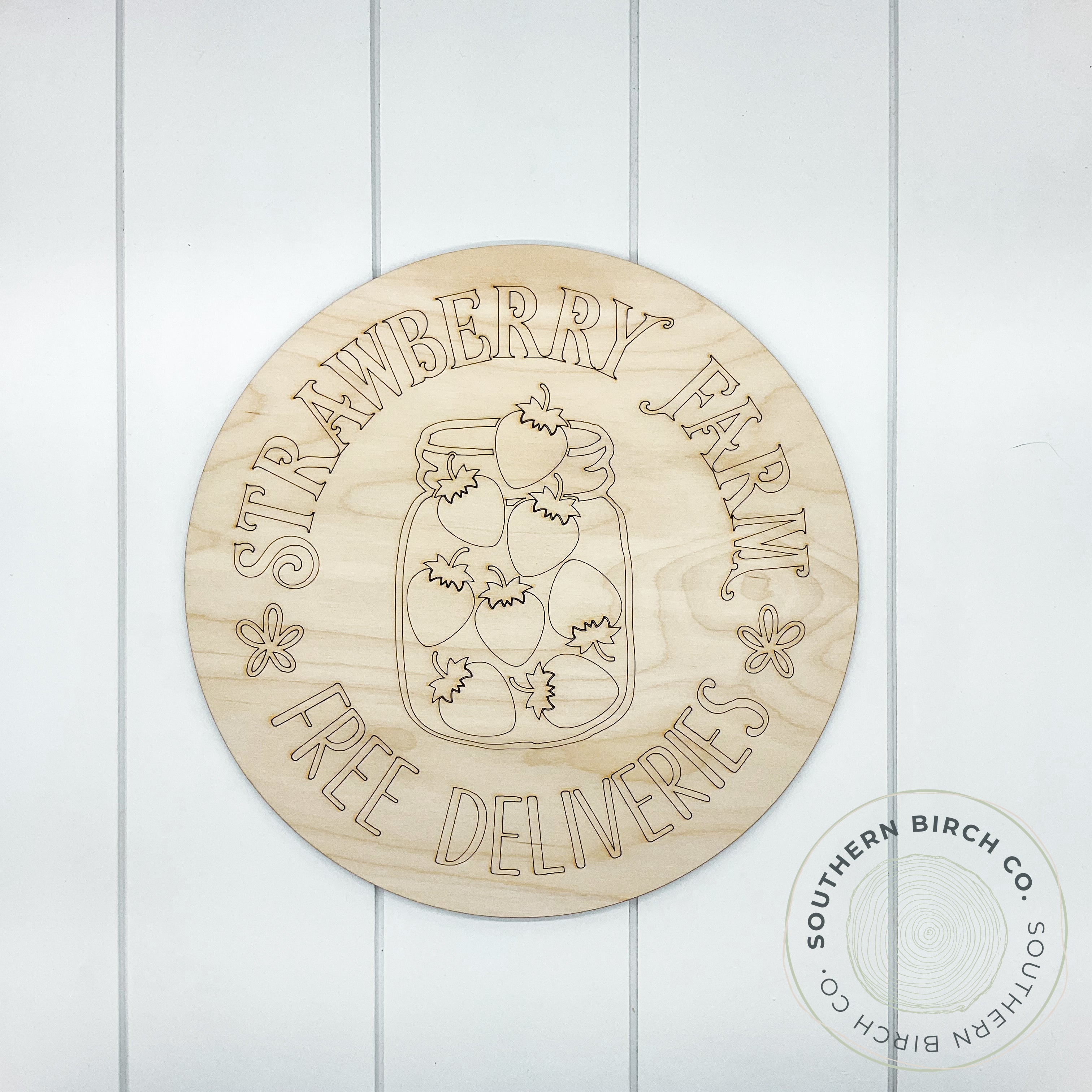 Strawberry Farm Etched Round Blank
