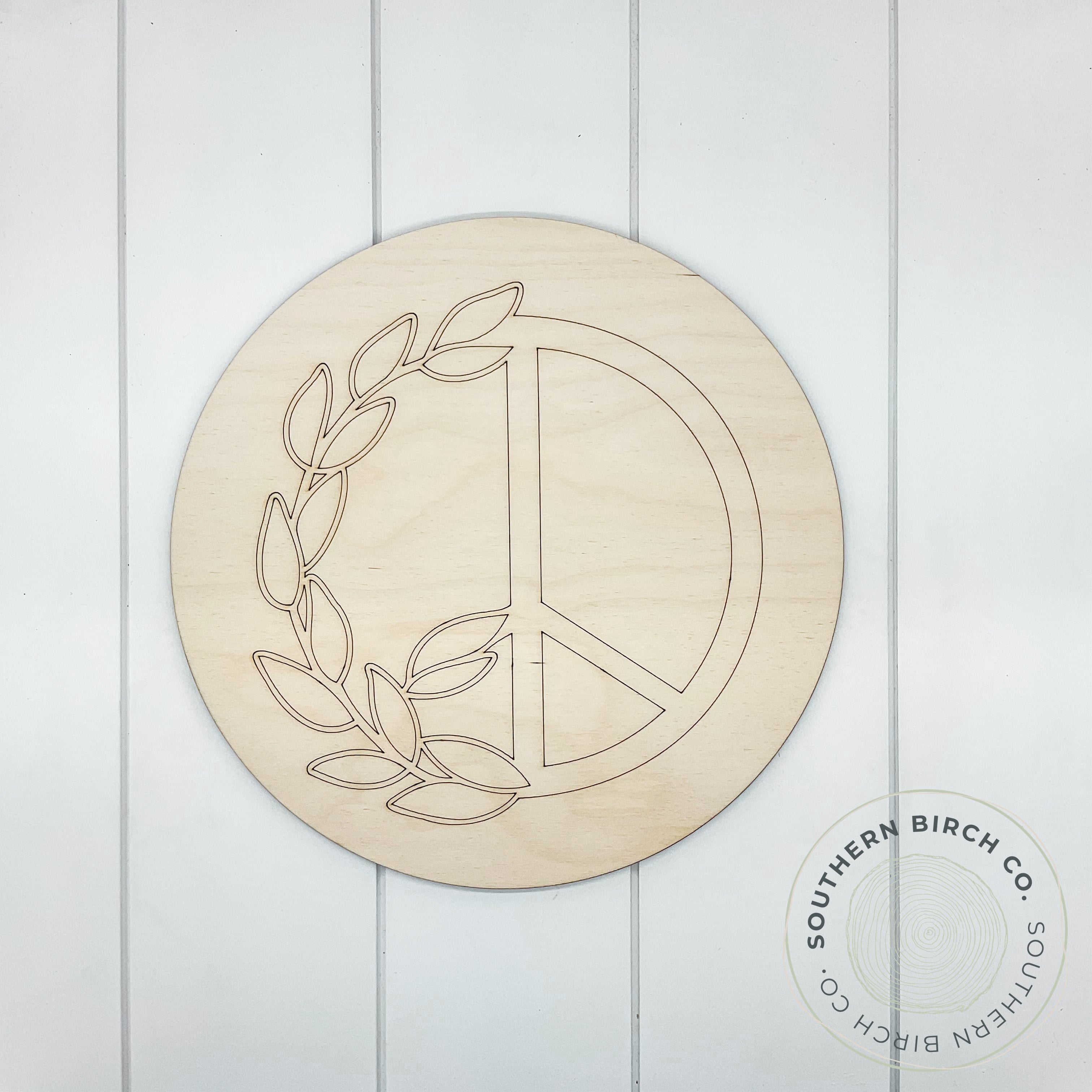 Floral Peace Sign Etched Round Blank