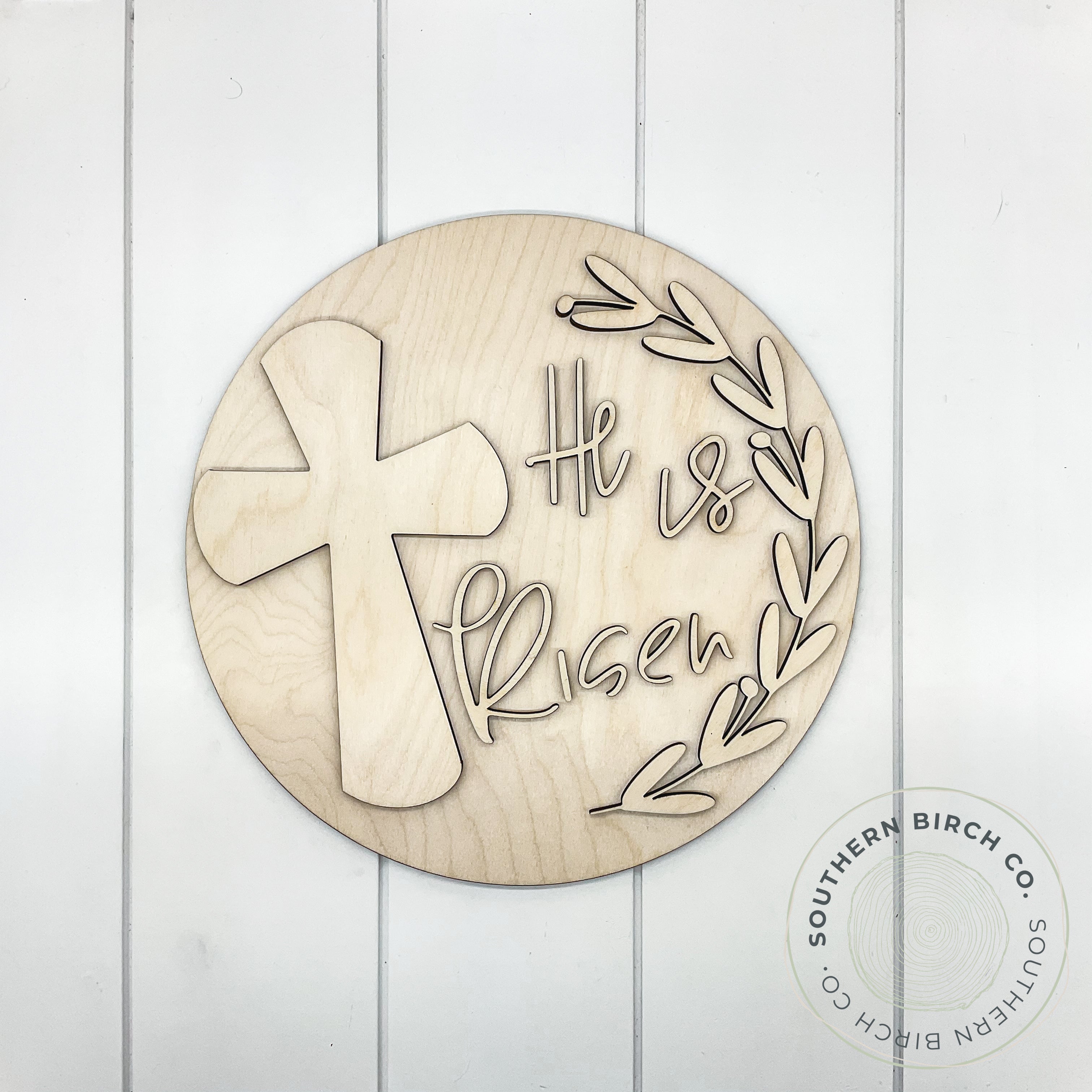 He Is Risen 3D Round Blank (Laurel)