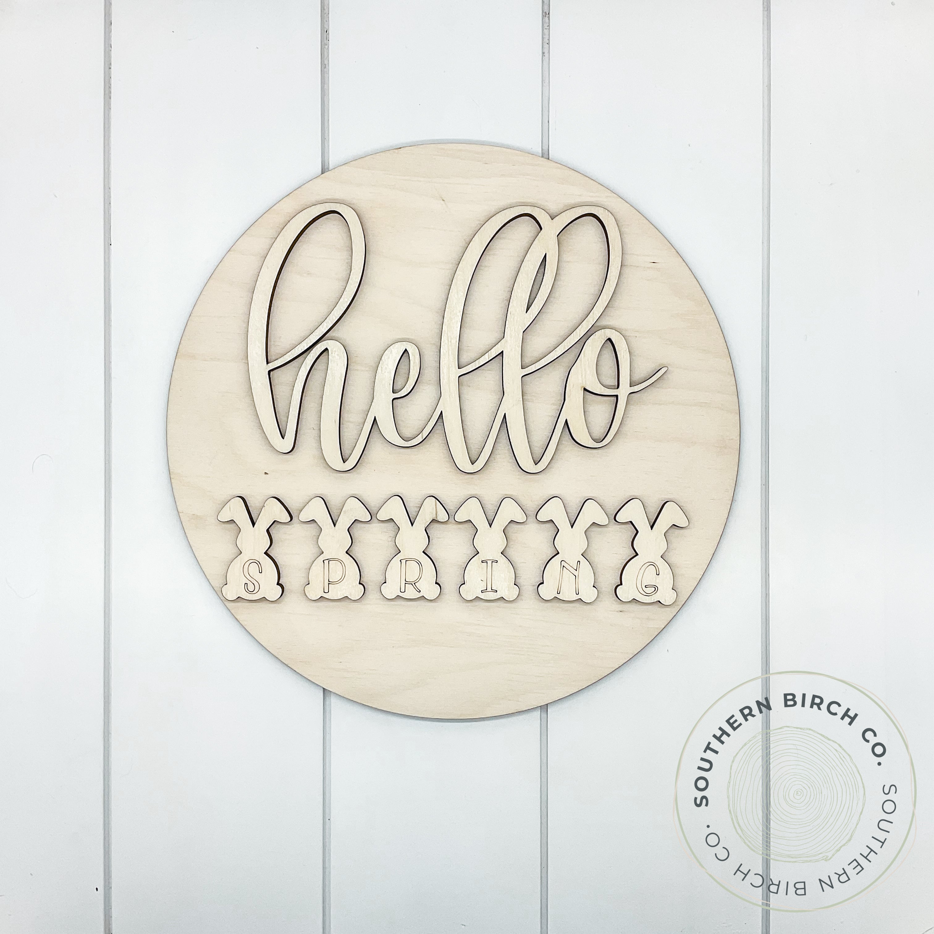 Hello Spring 3D Round Blank (Bunnies)