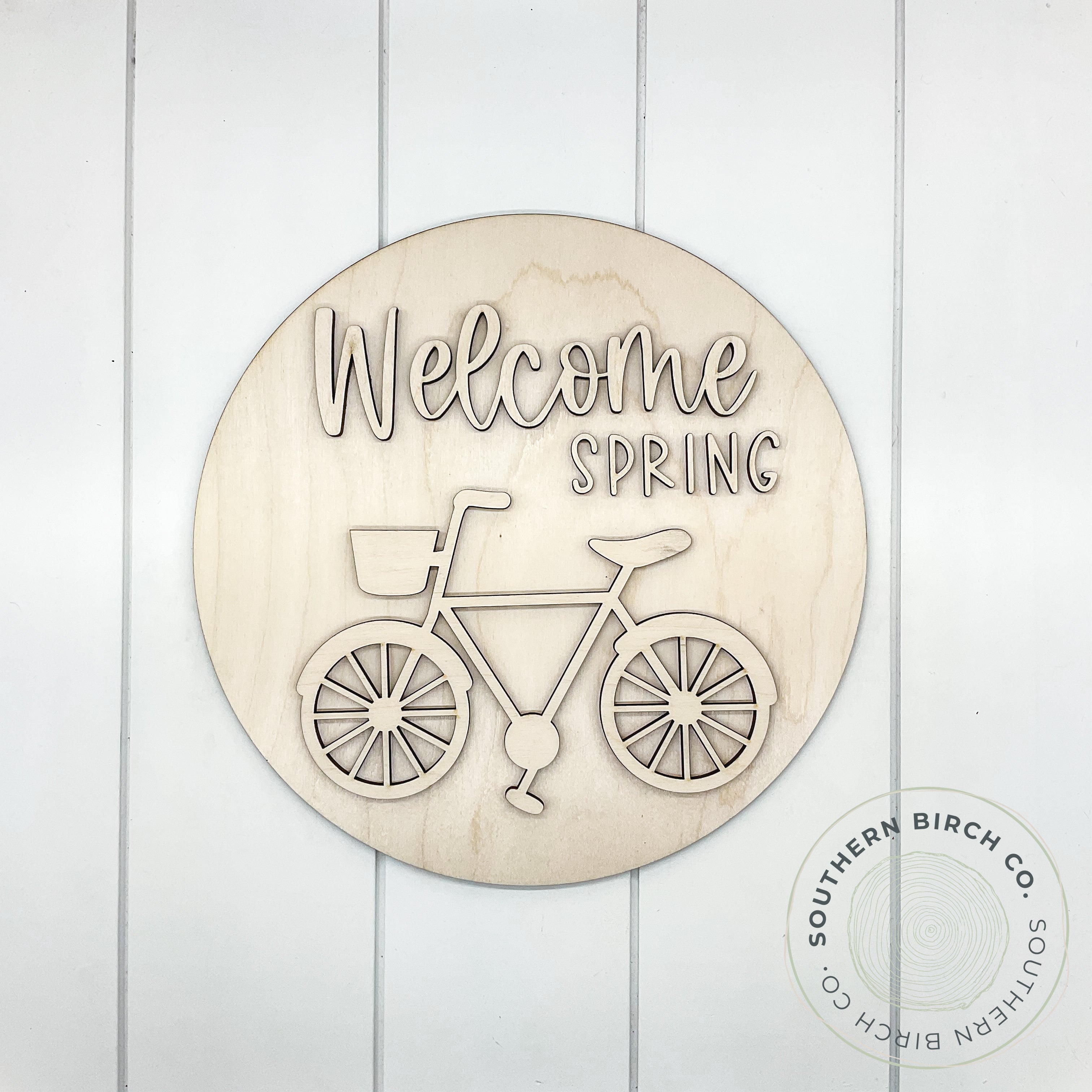 Welcome Spring 3D Round Blank (Bicycle)