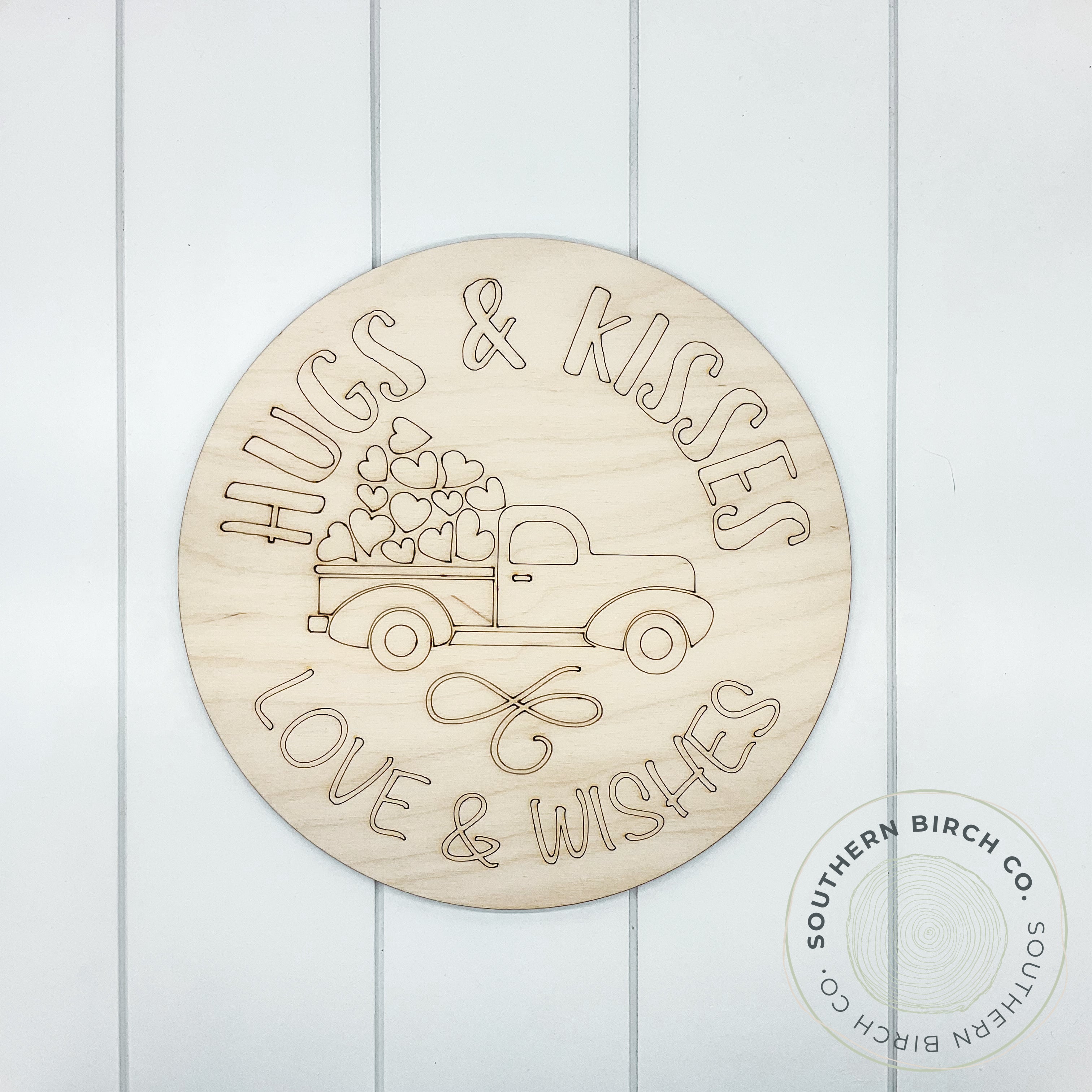 Hugs & Kisses Etched Round Blank