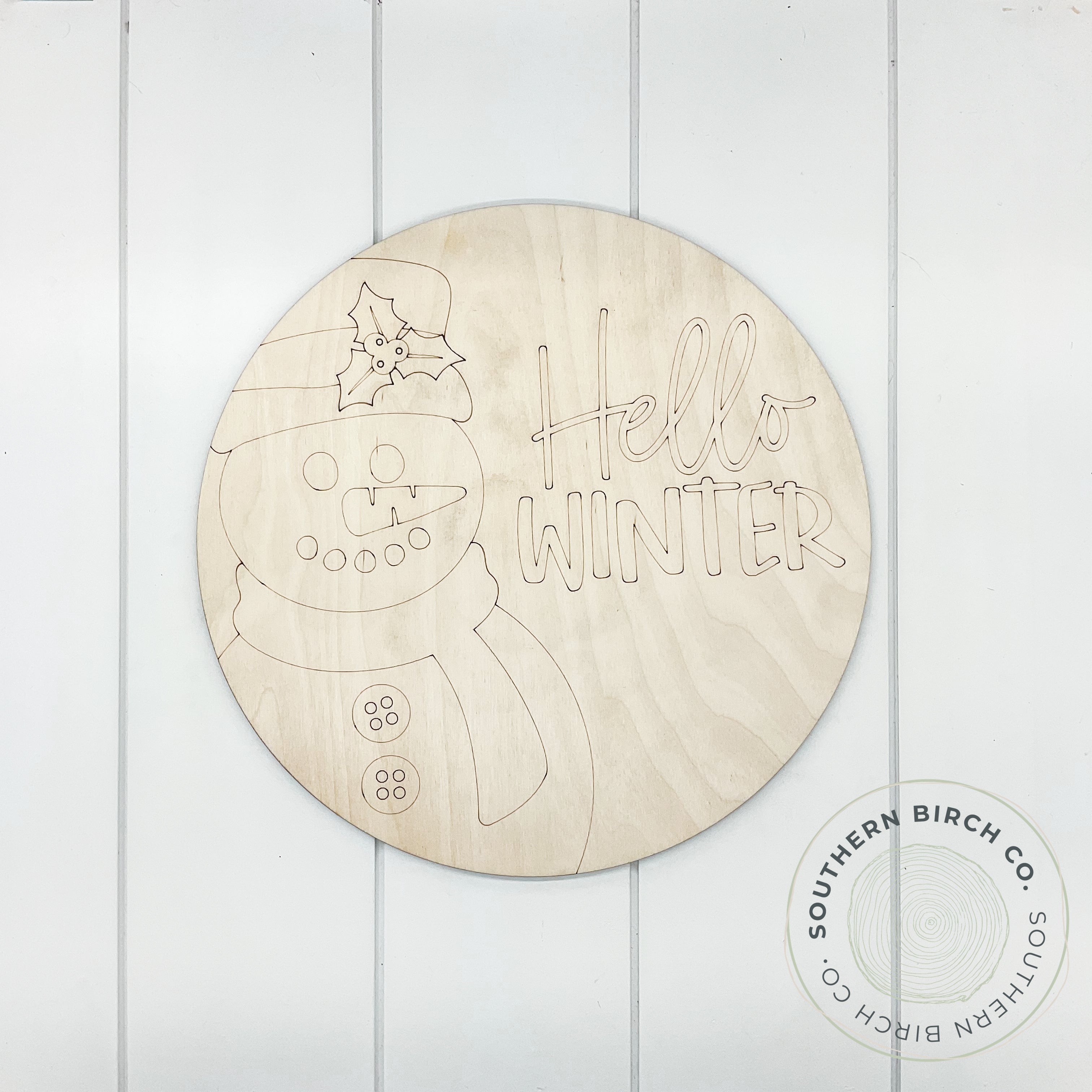 Snowman Etched Round Blank (Hello Winter)