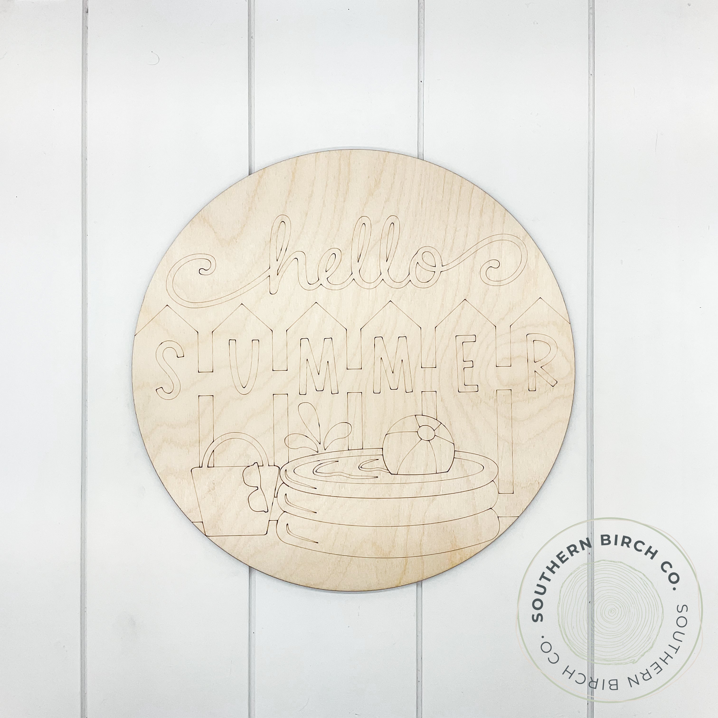 Hello Summer Etched Round Blank (Fence)