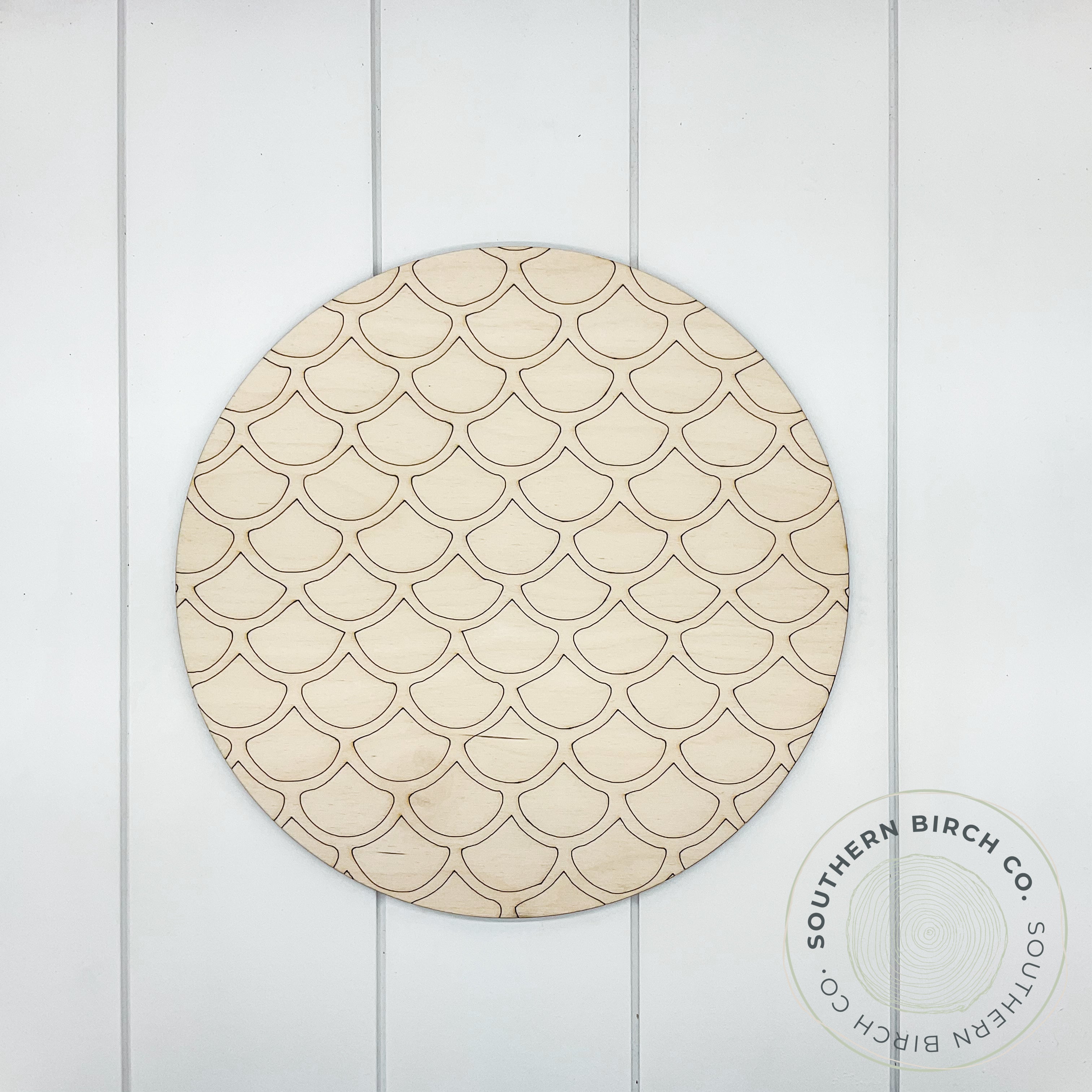 Mermaid Print Etched Round Blank