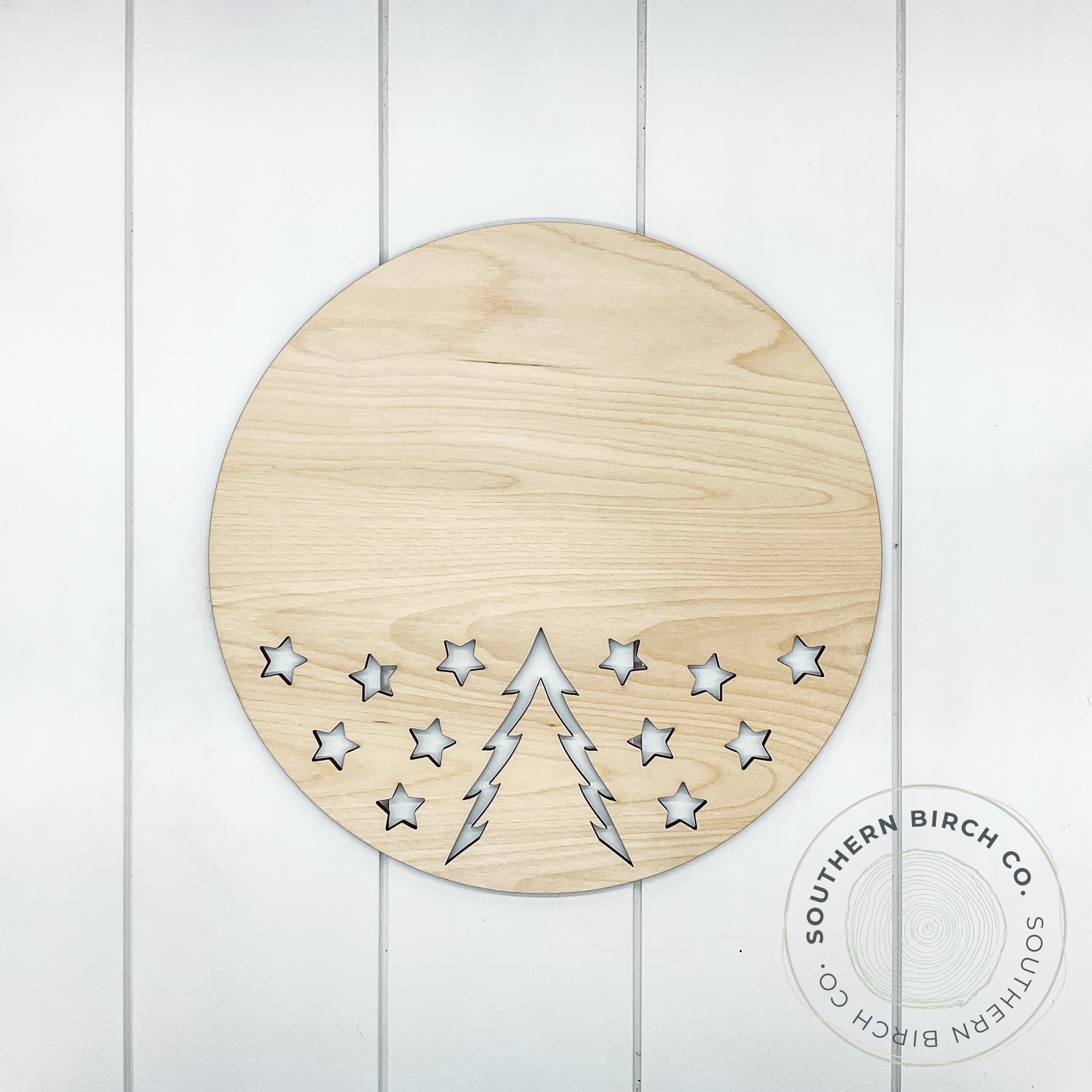 Round Cutout Blank (Christmas Tree and Stars)
