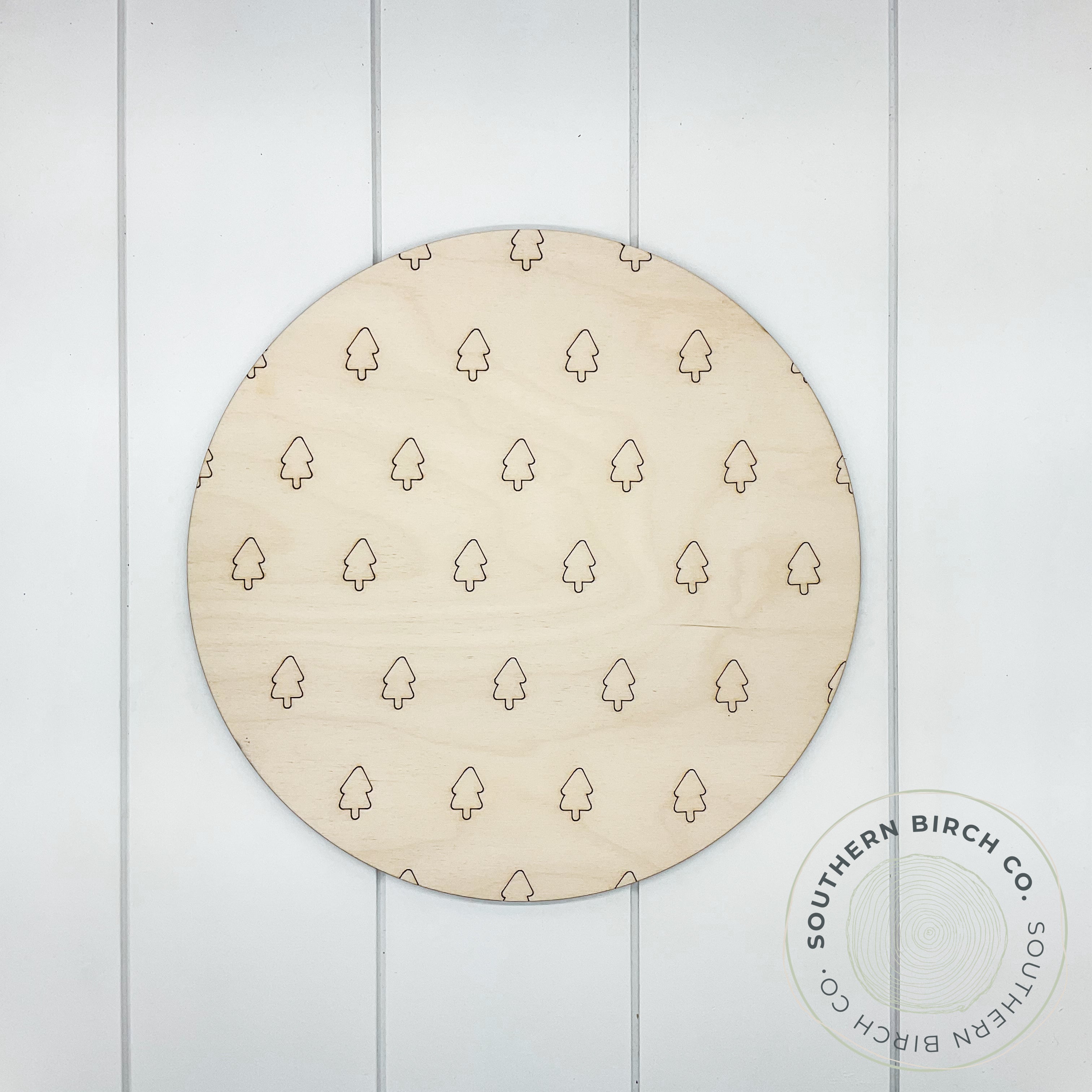 Christmas Tree Print Etched Round Blank