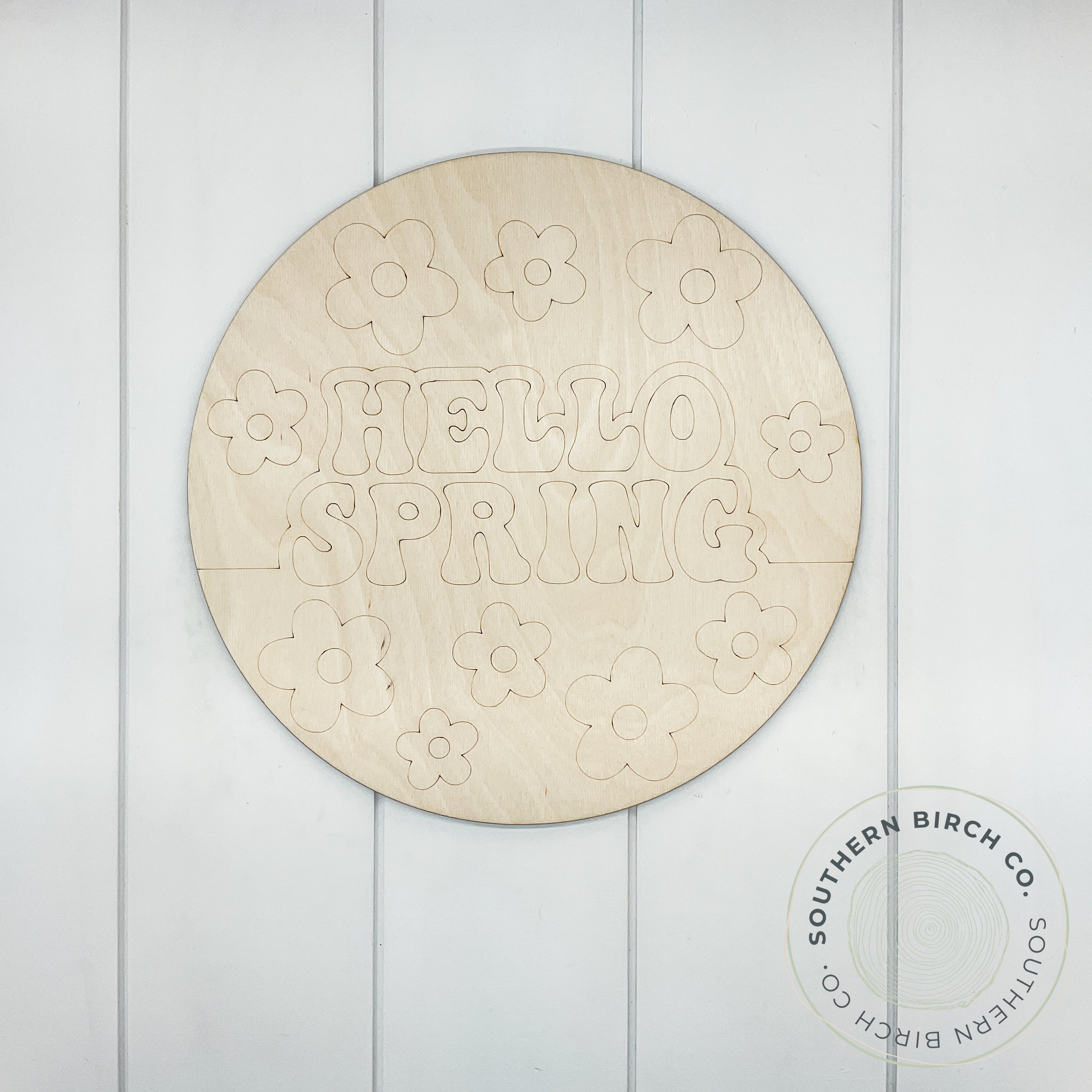 Hello Spring Etched Round Blank (Retro)