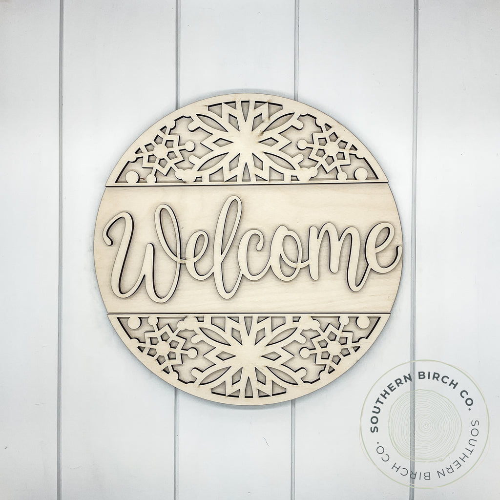 Welcome 3D Round Blank (Snowflakes)