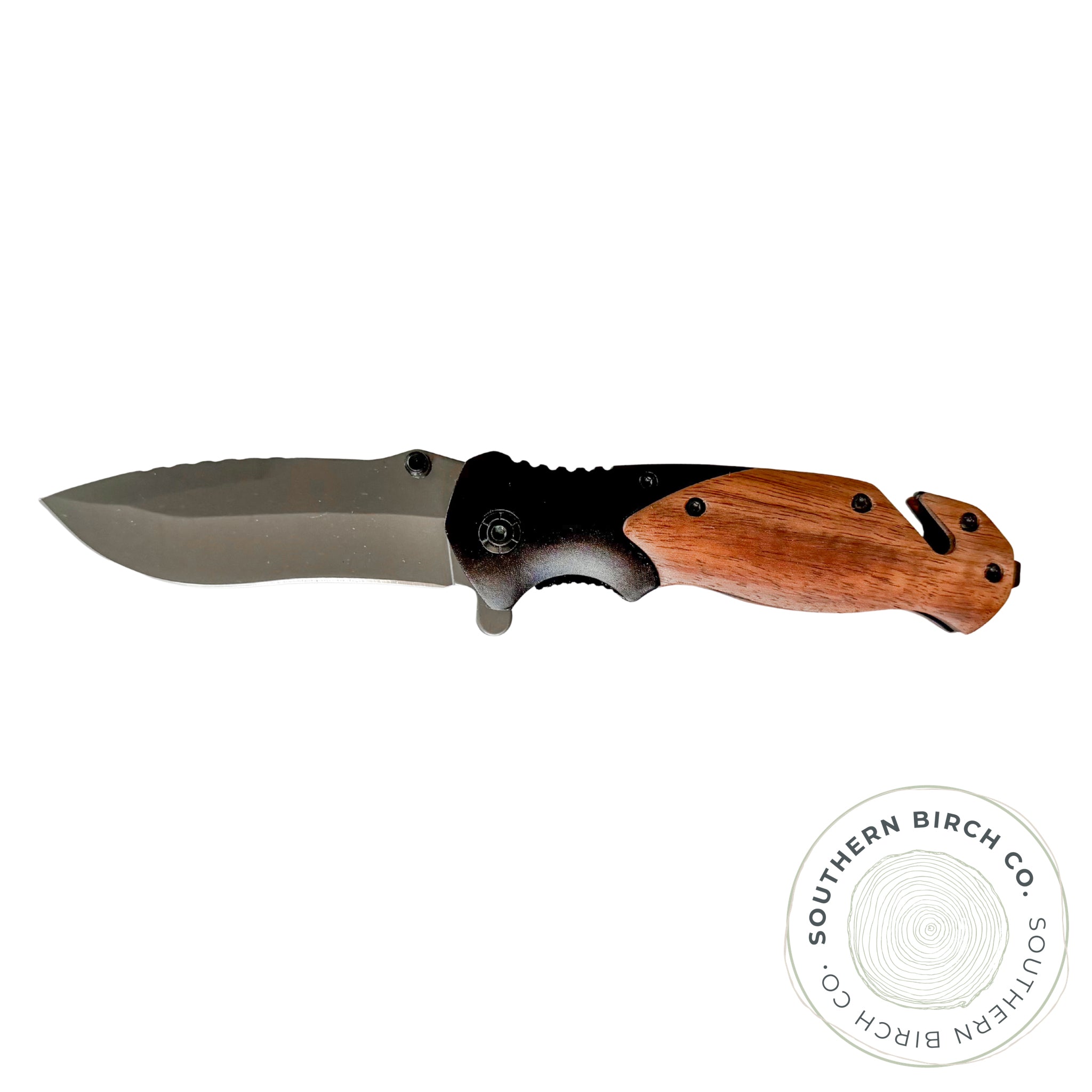 Walnut Wood Handled Knife (Black Handle)