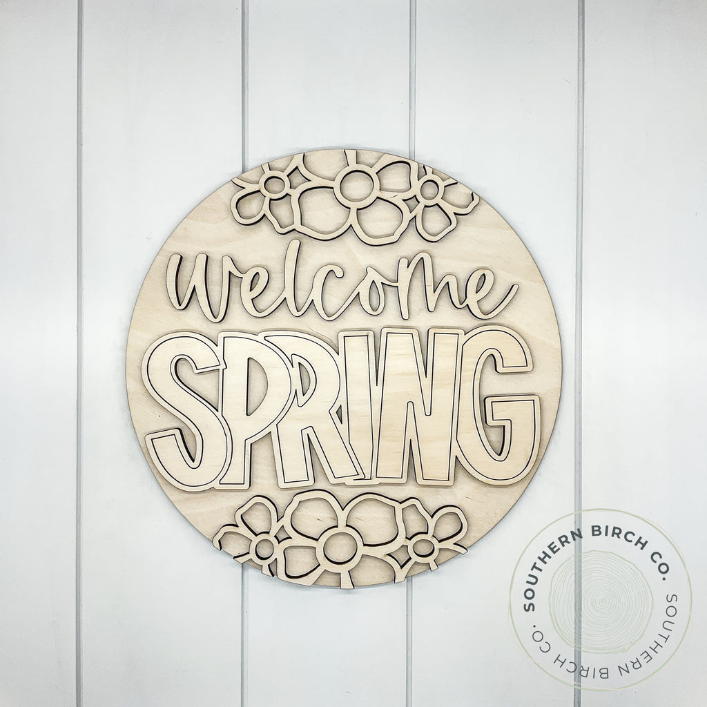 Welcome Spring 3D Round Blank
