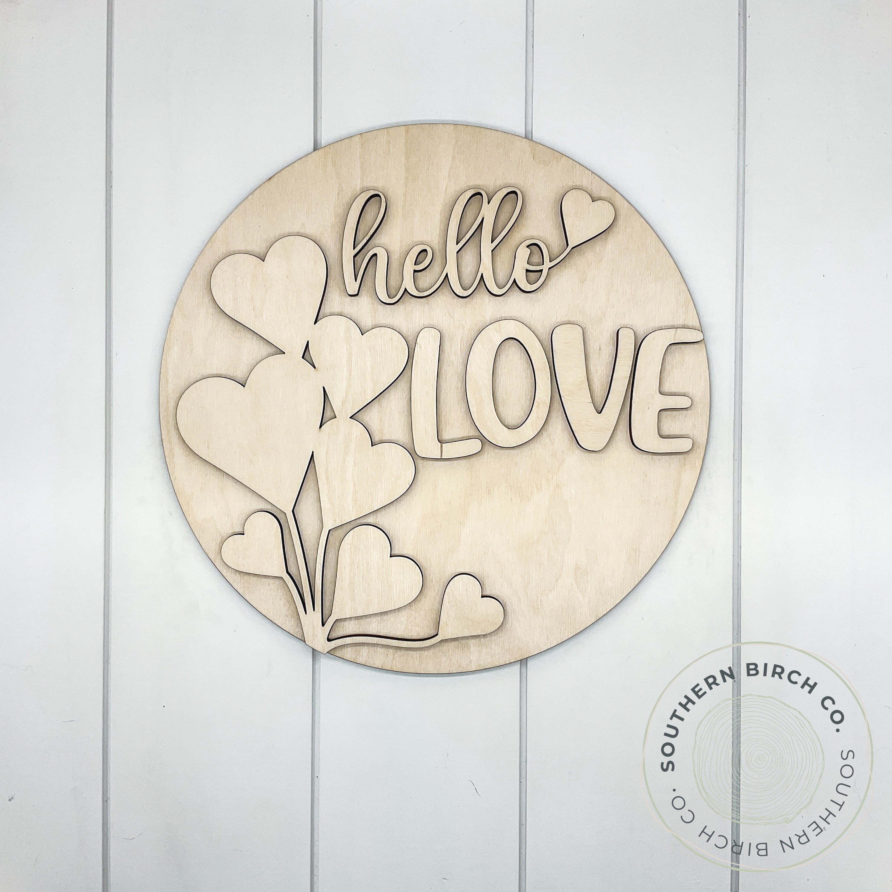 Hello Love 3D Round Blank (Balloons)