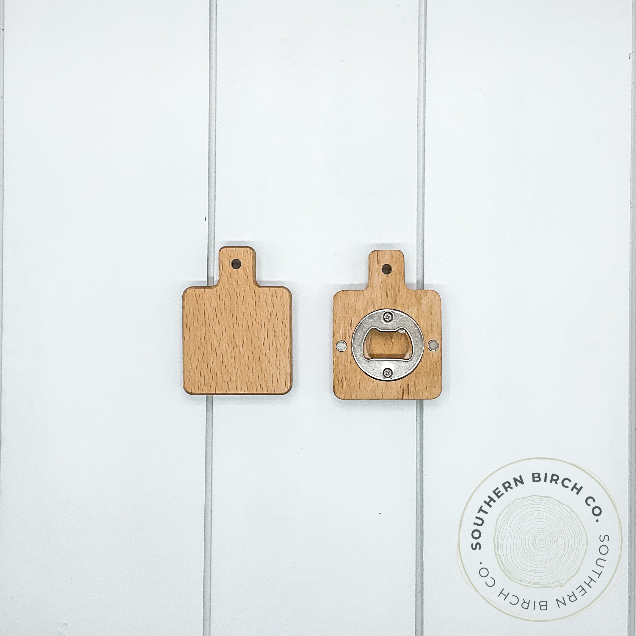 Beech Wood Bottle Opener Keychain (Square)