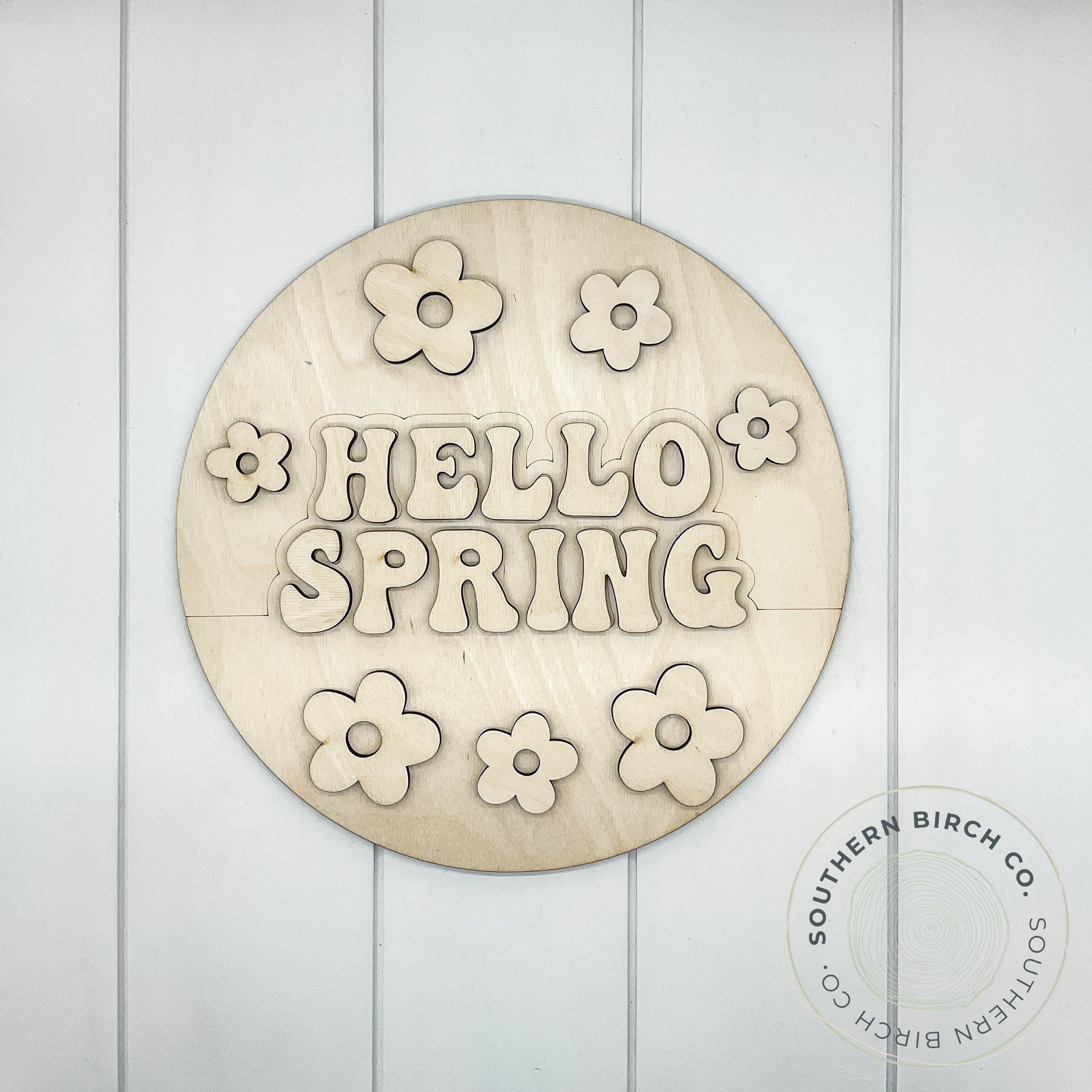 Hello Spring 3D Round Blank (Retro)