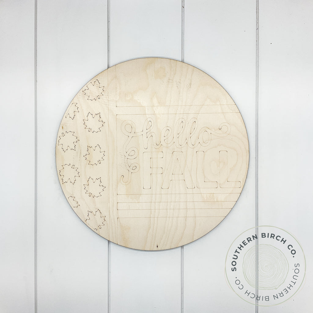 Hello Fall Etched Round Blank (Modern)