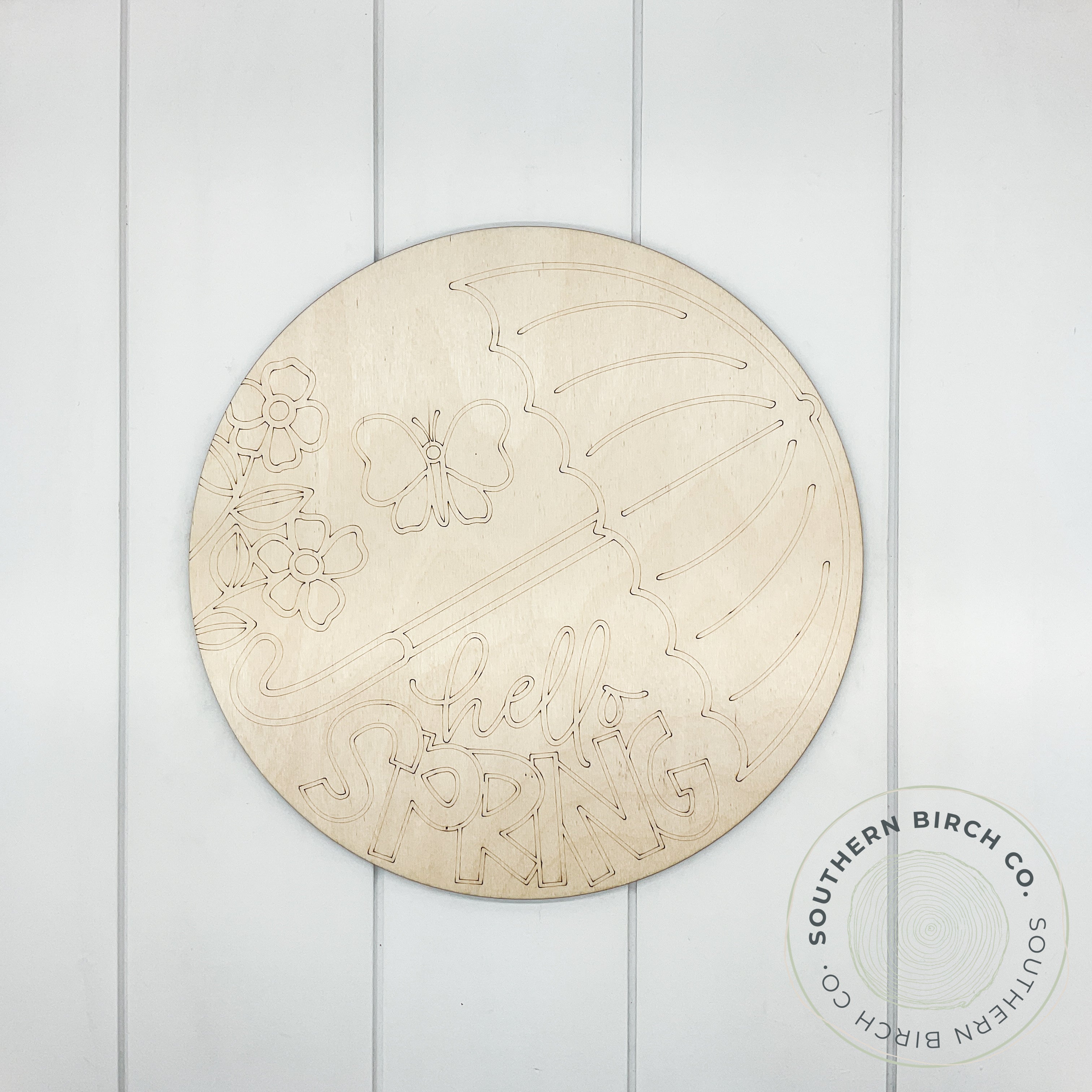 Hello Spring Etched Round Blank (Umbrella)