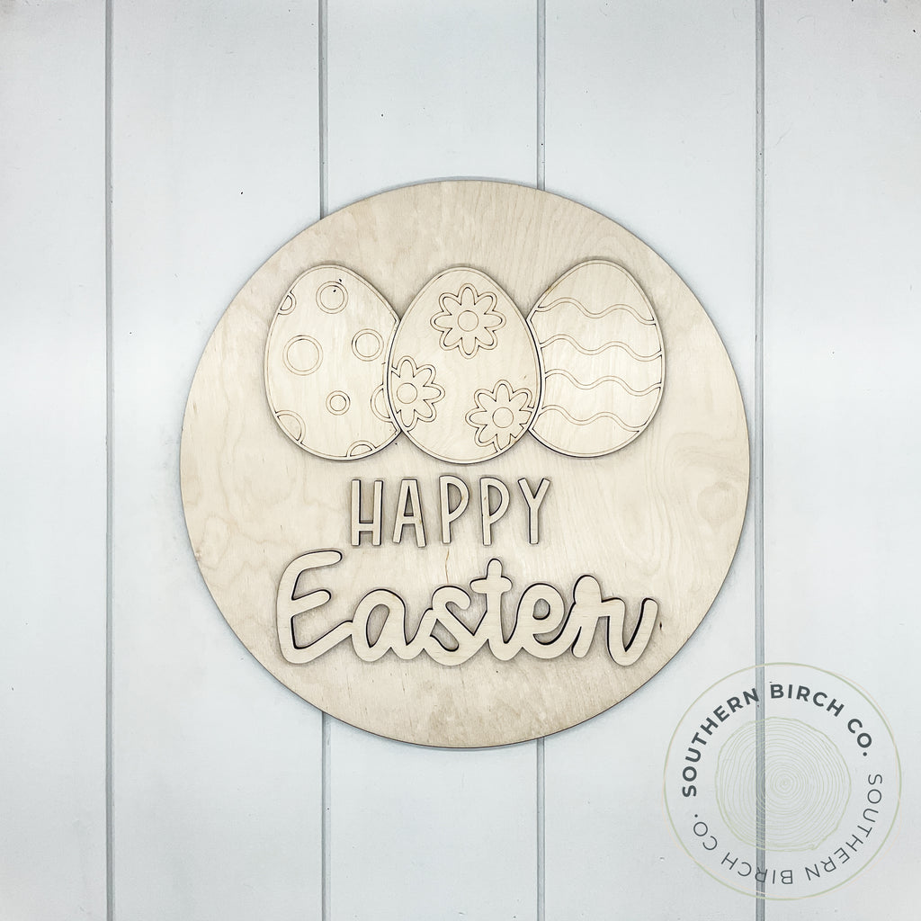 Happy Easter 3D Round Blank