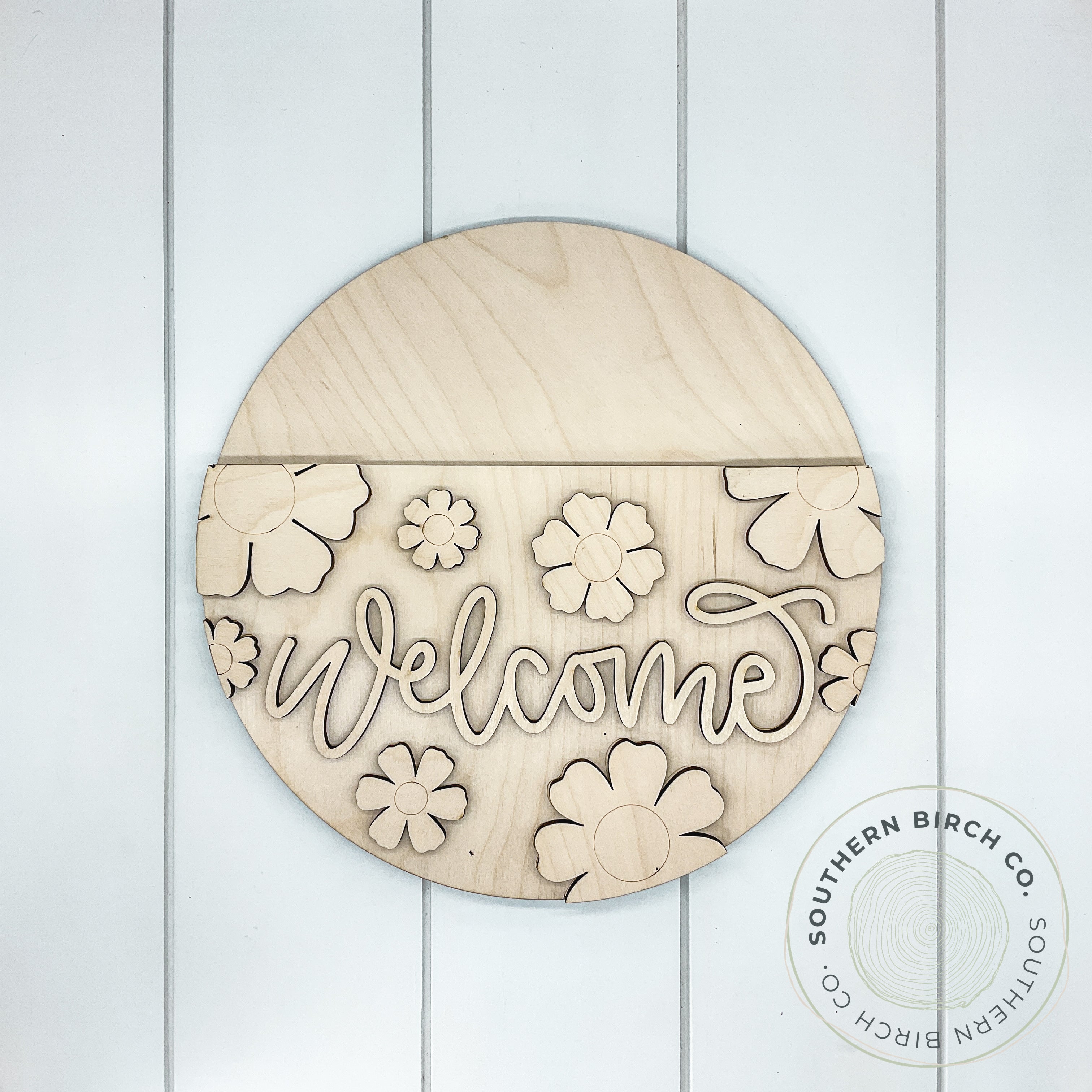 Welcome 3D Round Blank (Half Flowers)