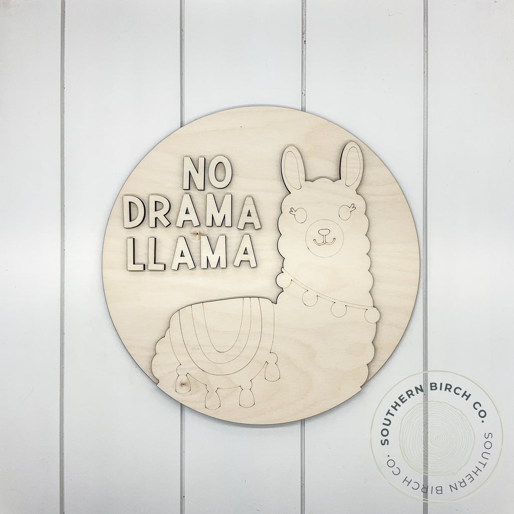 No Drama Llama 3D Round Blank