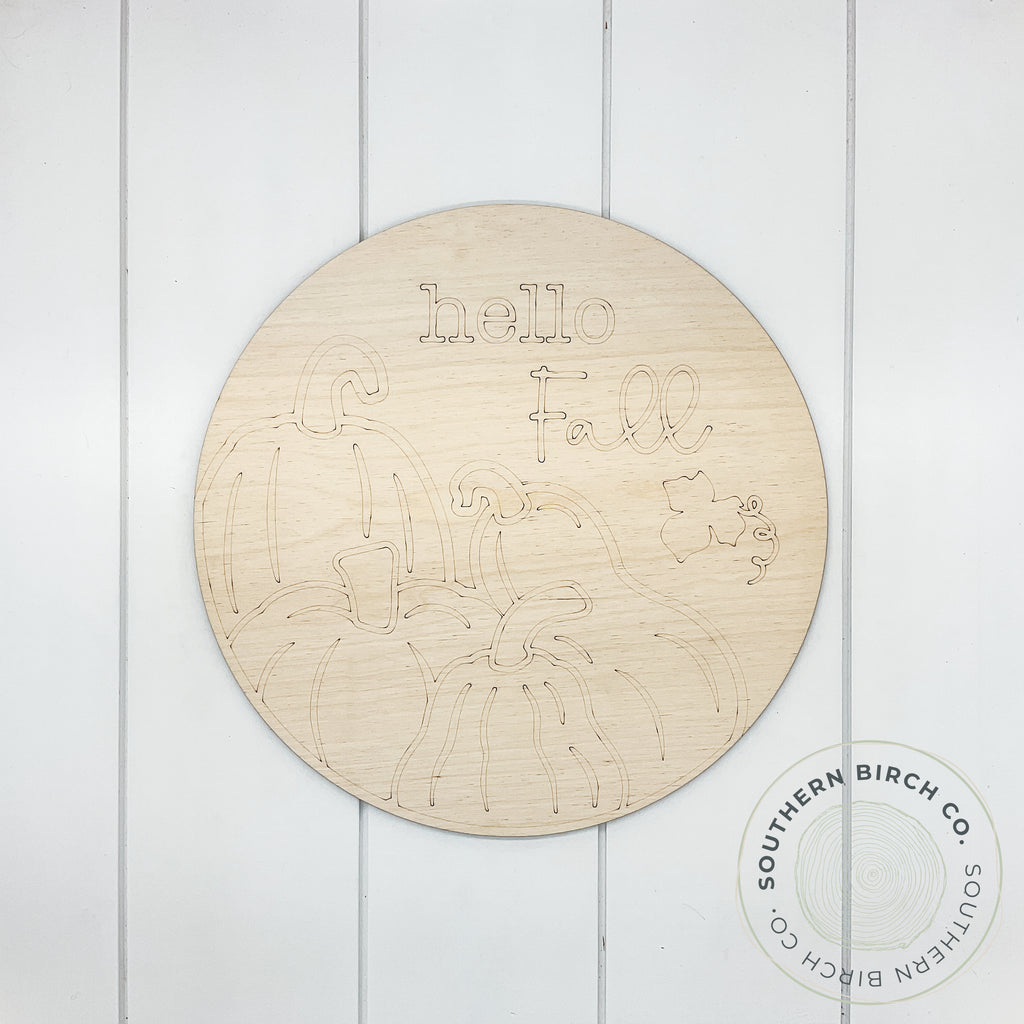 Gourds Etched Round Blank (Hello Fall)