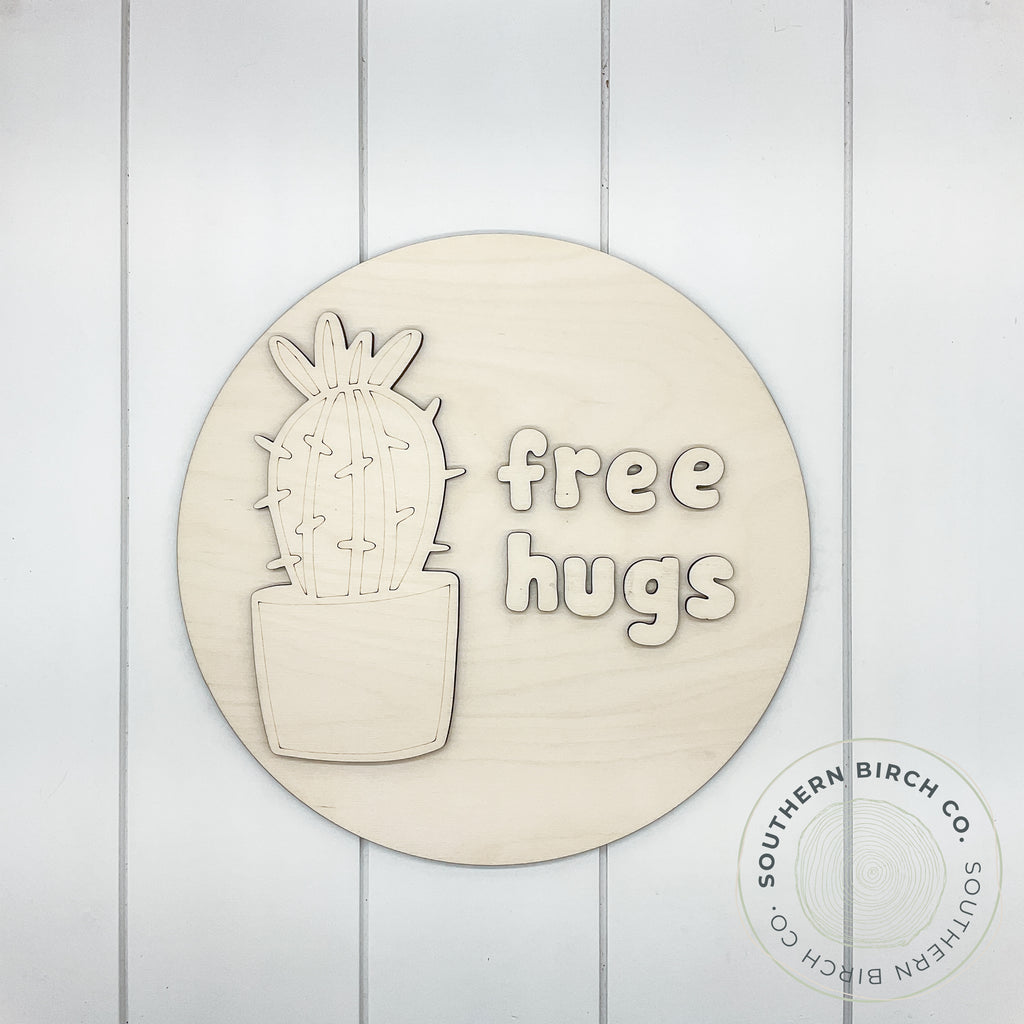 Free Hugs 3D Round Blank