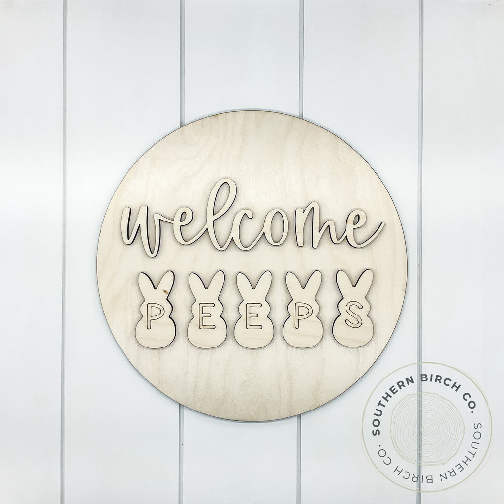 Welcome Peeps 3D Round Blank