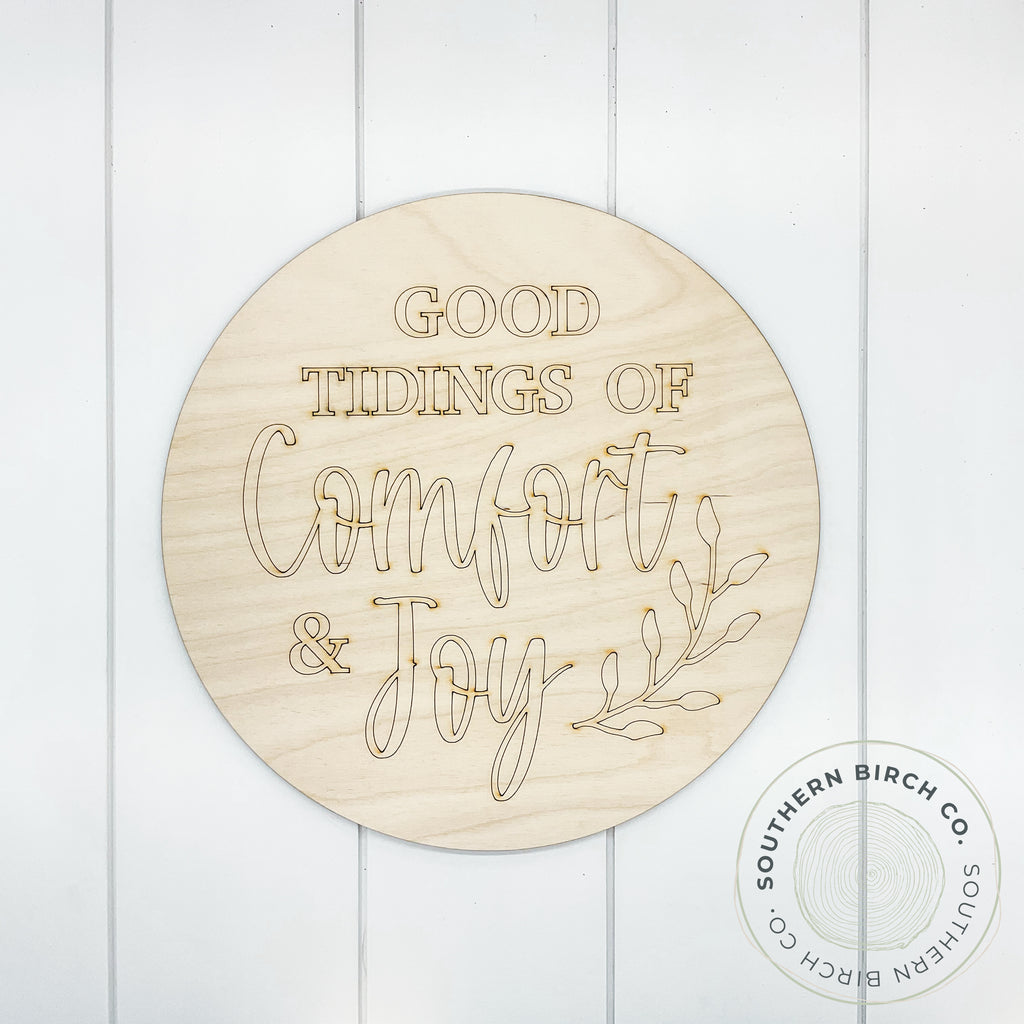 Good Tidings of Comfort and Joy Etched Round Blank