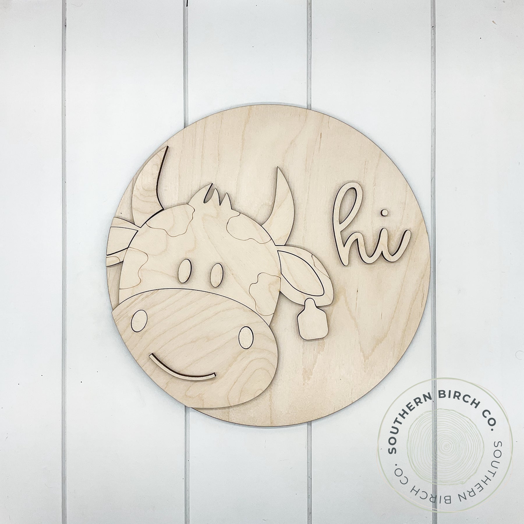 Cow 3D Round Blank | Southern Birch Company
