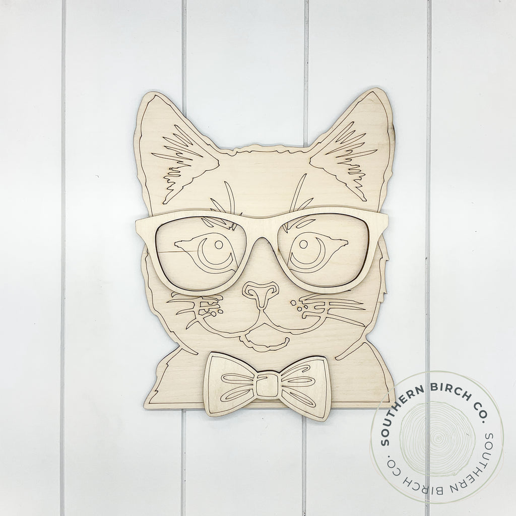 Cat with Glasses Blank