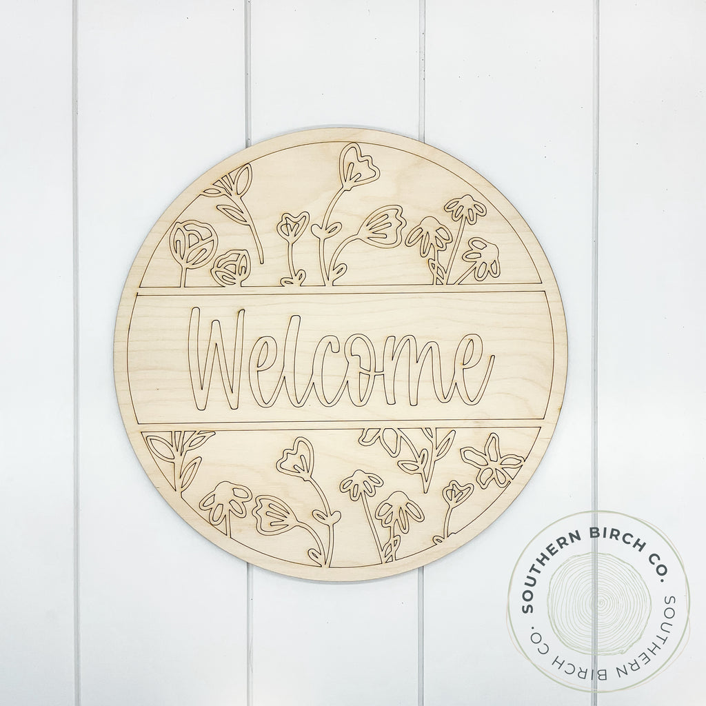 Welcome Etched Round Blank (Flowers)