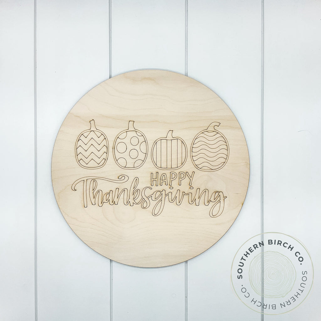 Happy Thanksgiving Etched Round Blank