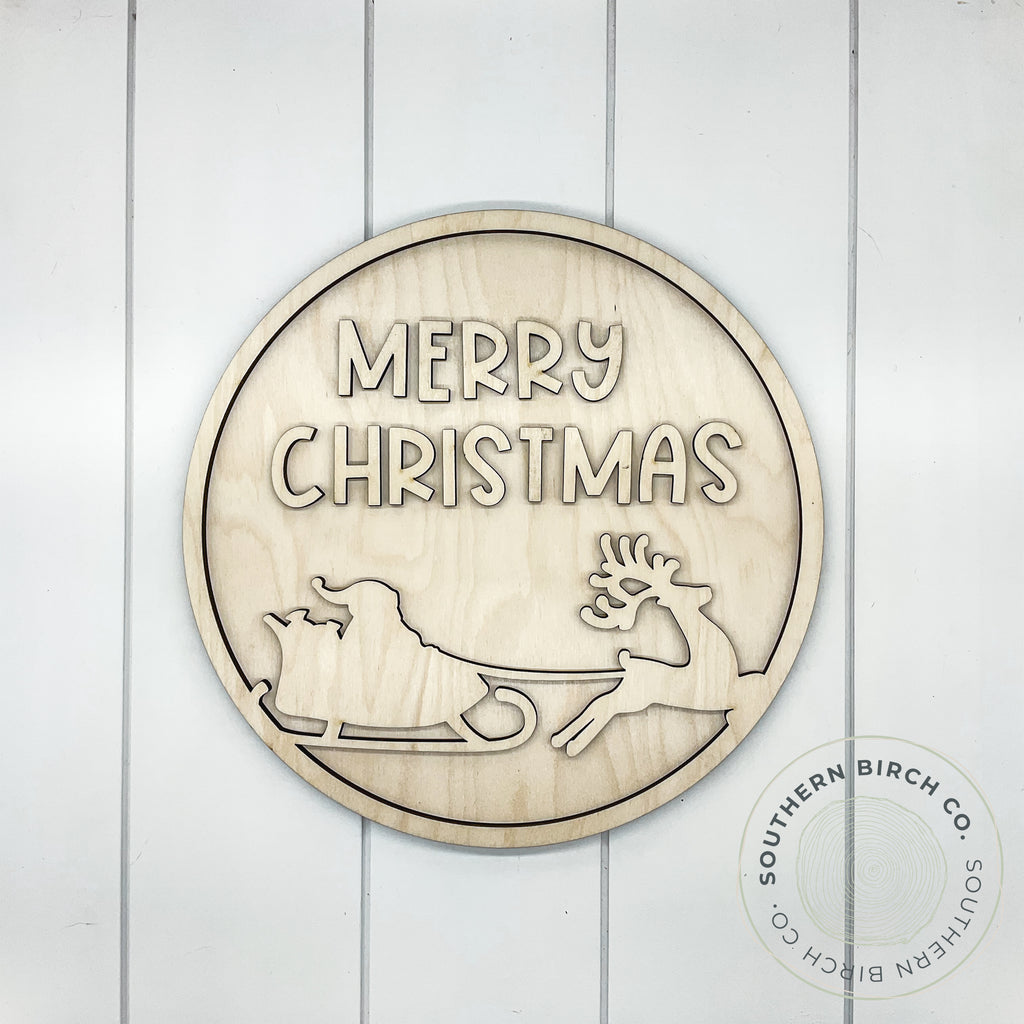 Merry Christmas 3D Round Blank