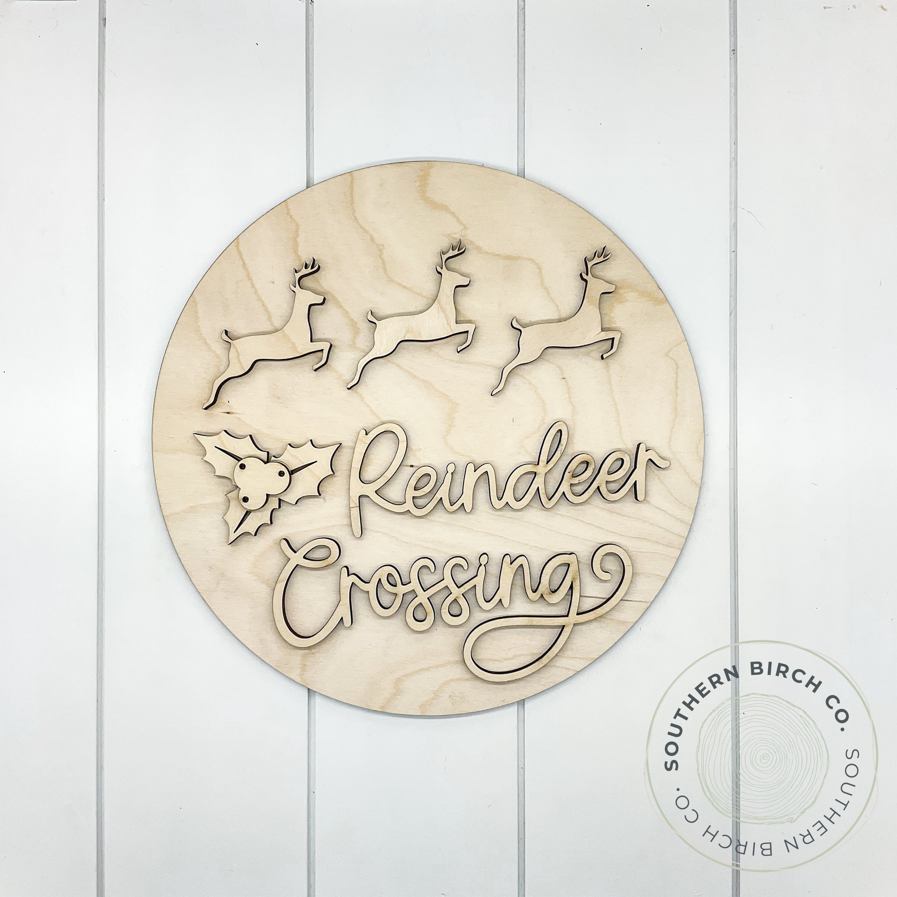 Reindeer Crossing 3D Round Blank