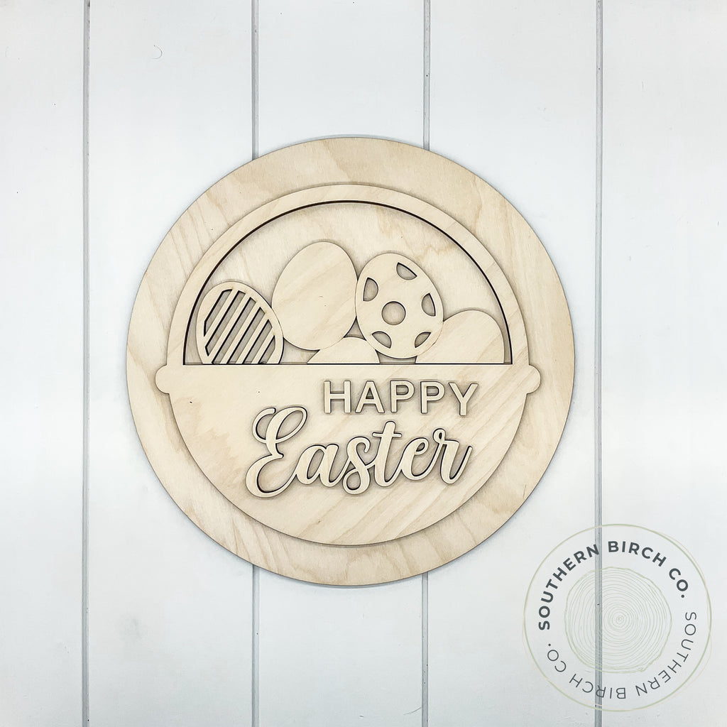 Happy Easter 3D Round Blank (Basket)