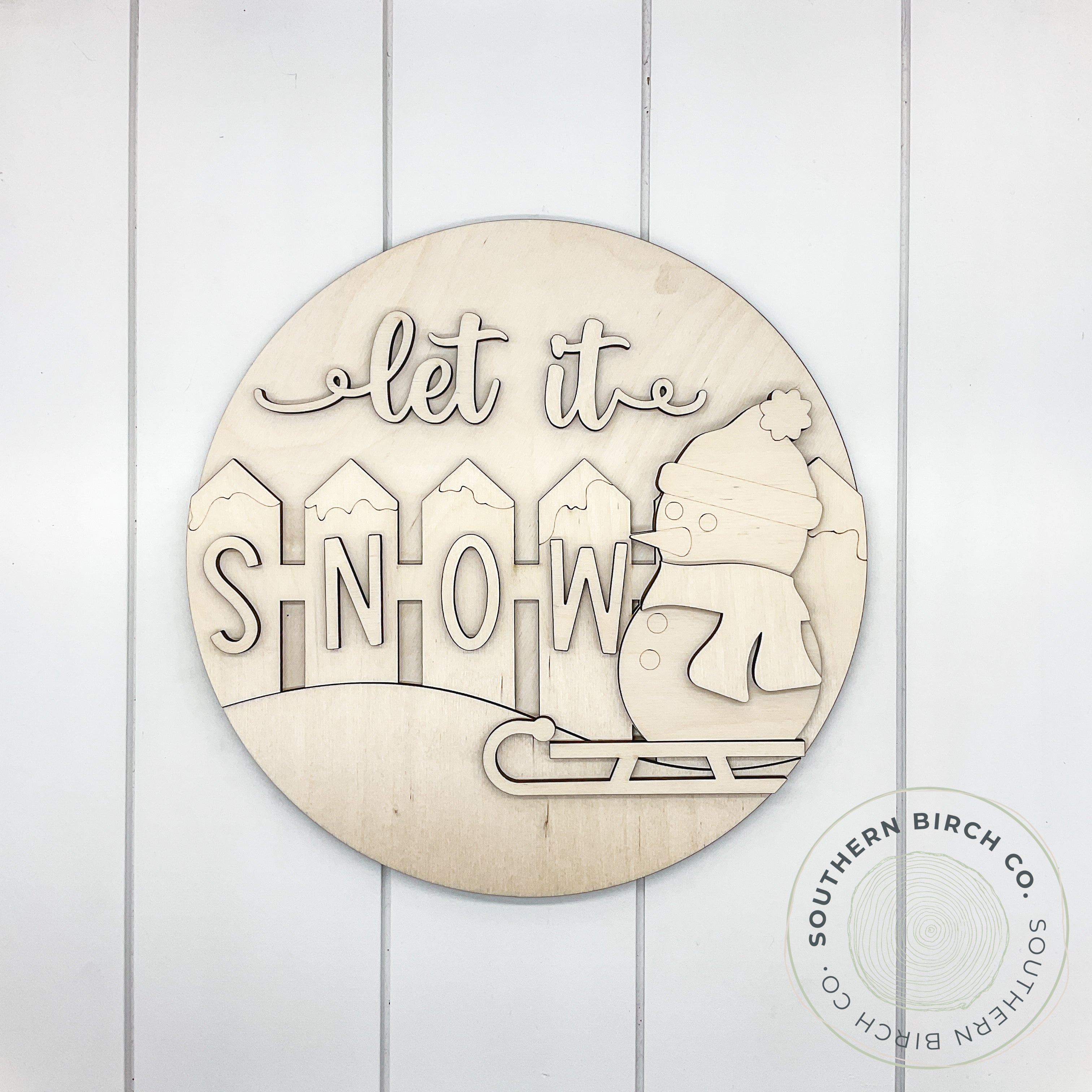 Let It Snow 3D Round Blank (Fence)