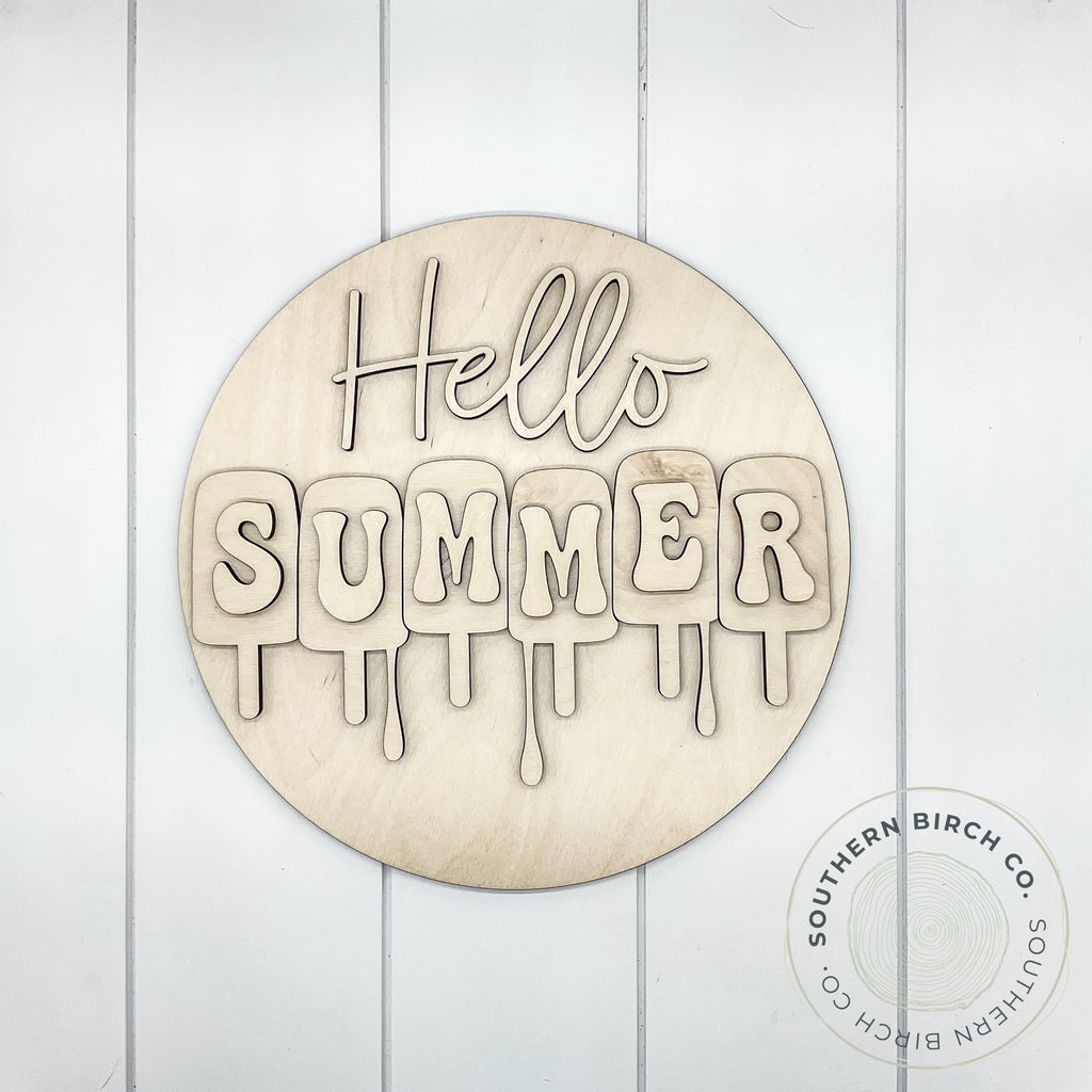 Hello Summer 3D Round Blank (Melted Popsicles)
