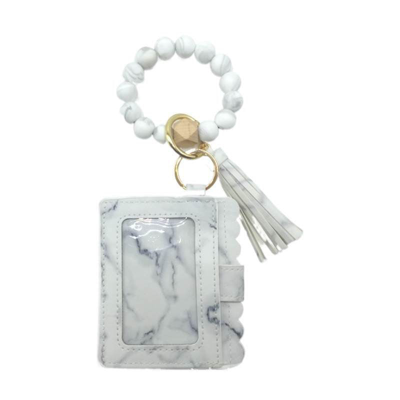 Leather Beaded Bangle Wristlet