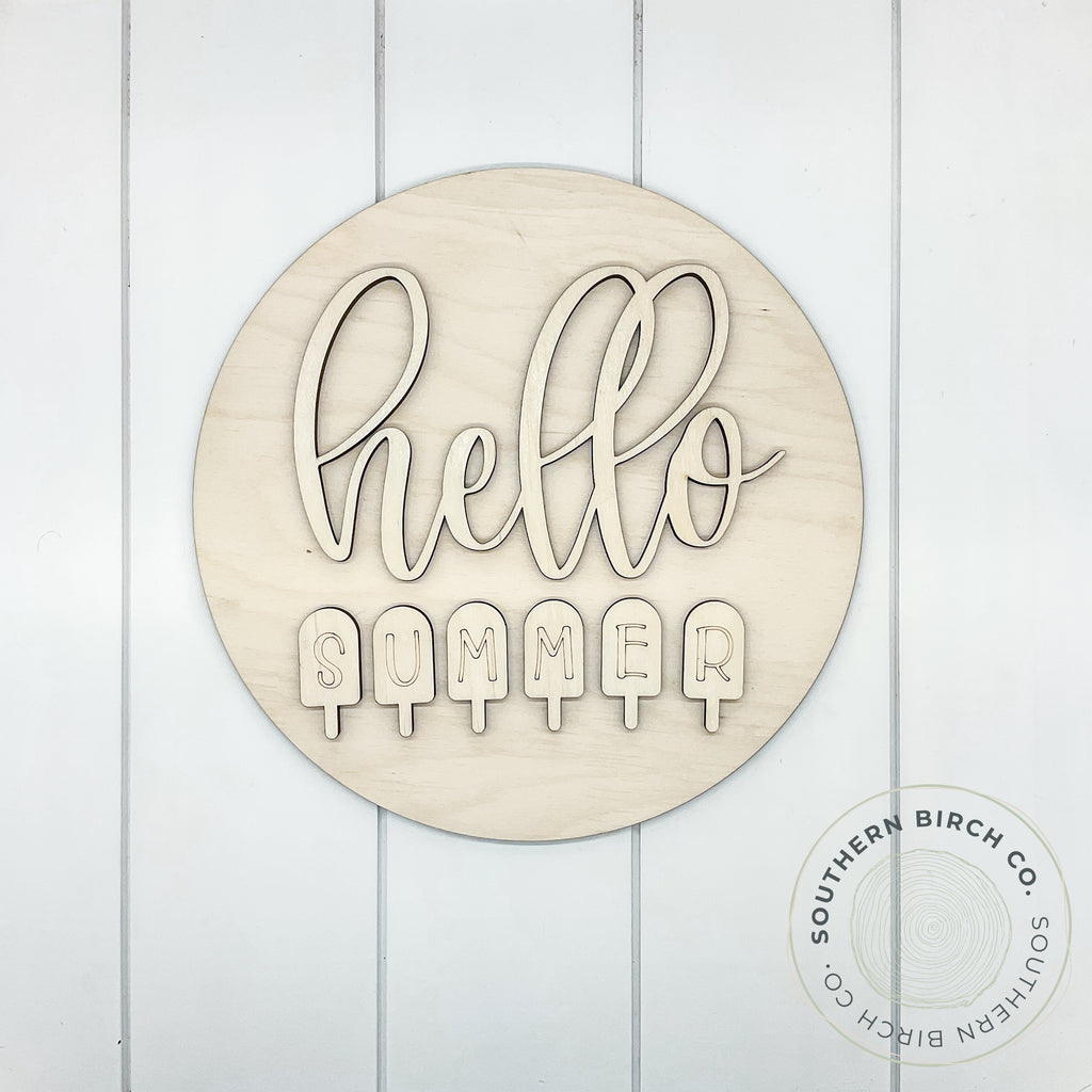 Hello Summer 3D Round Blank (Popsicles)