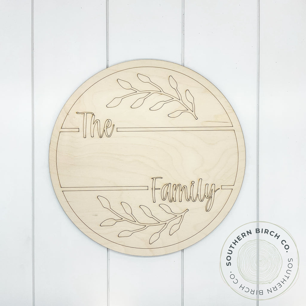 Family Name Etched Round Blank (Laurels)