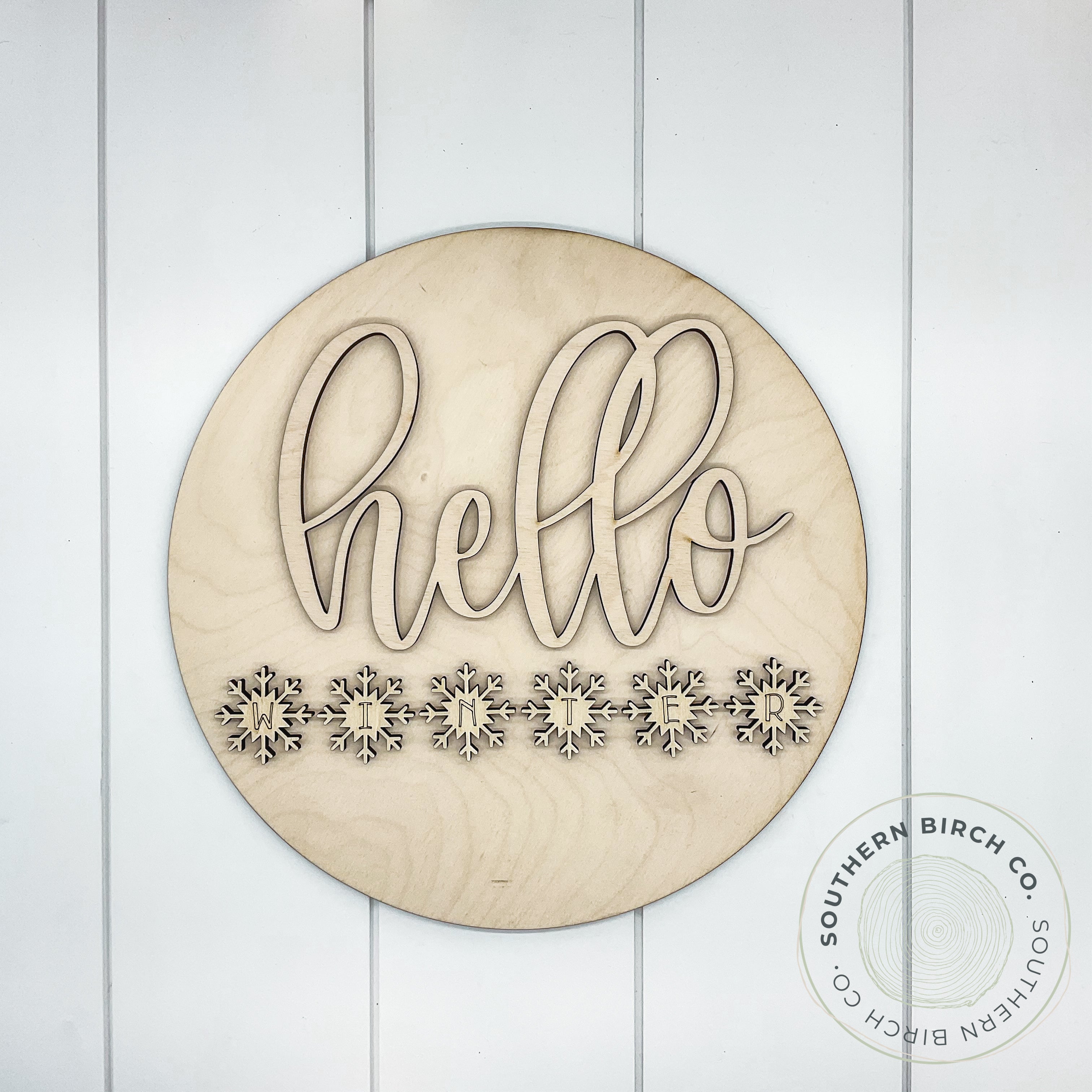 Hello Winter 3D Round Blank (Snowflakes)