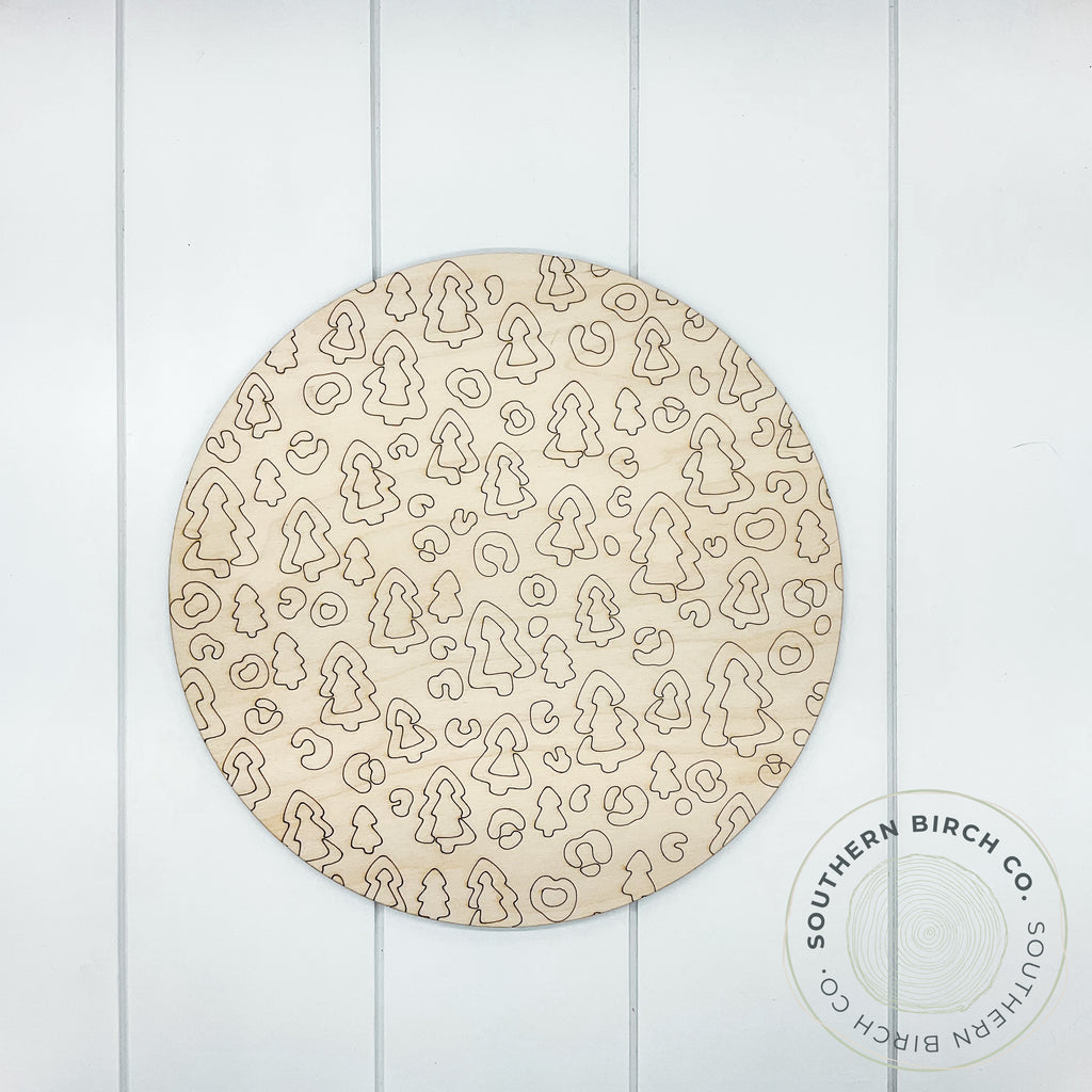 Christmas Leopard Print Etched Round Blank