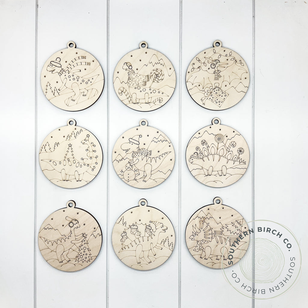 Dinosaur Etched Ornaments (9 Pack)