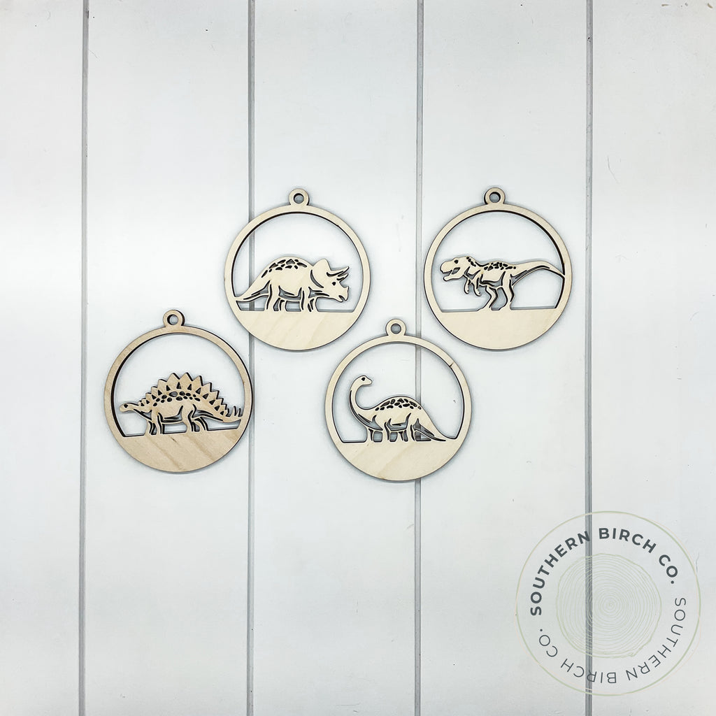 Dinosaur Cutout Ornaments (4 Pack)