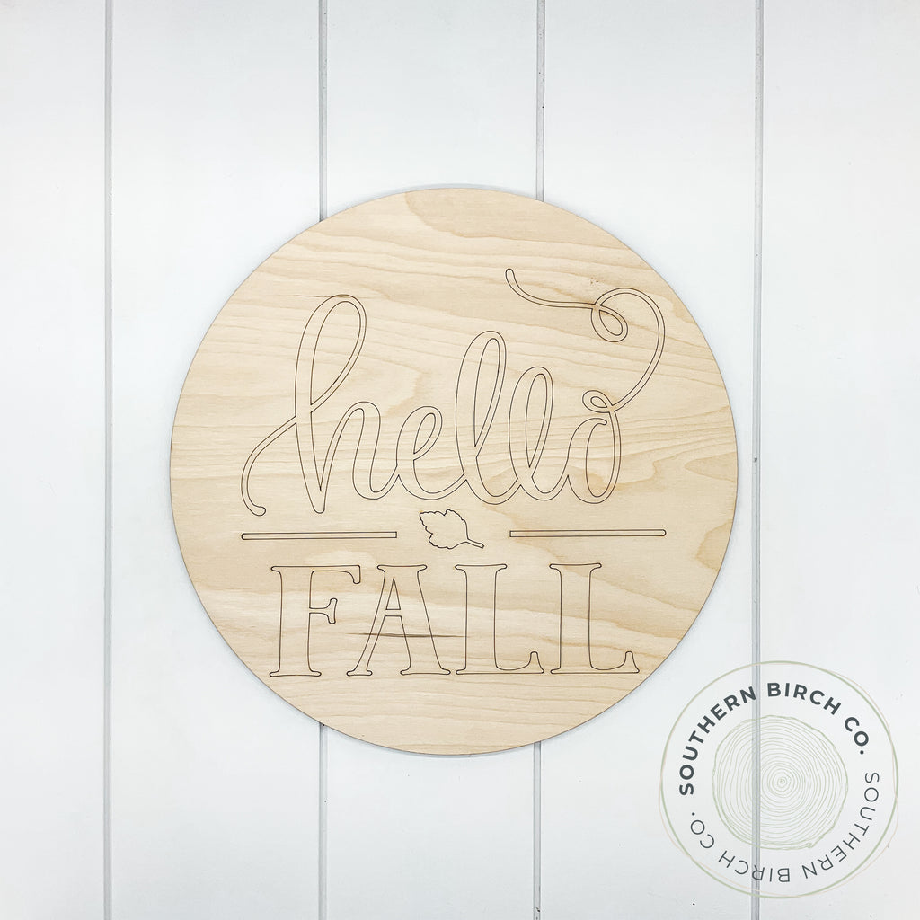 Hello Fall Etched Round Blank