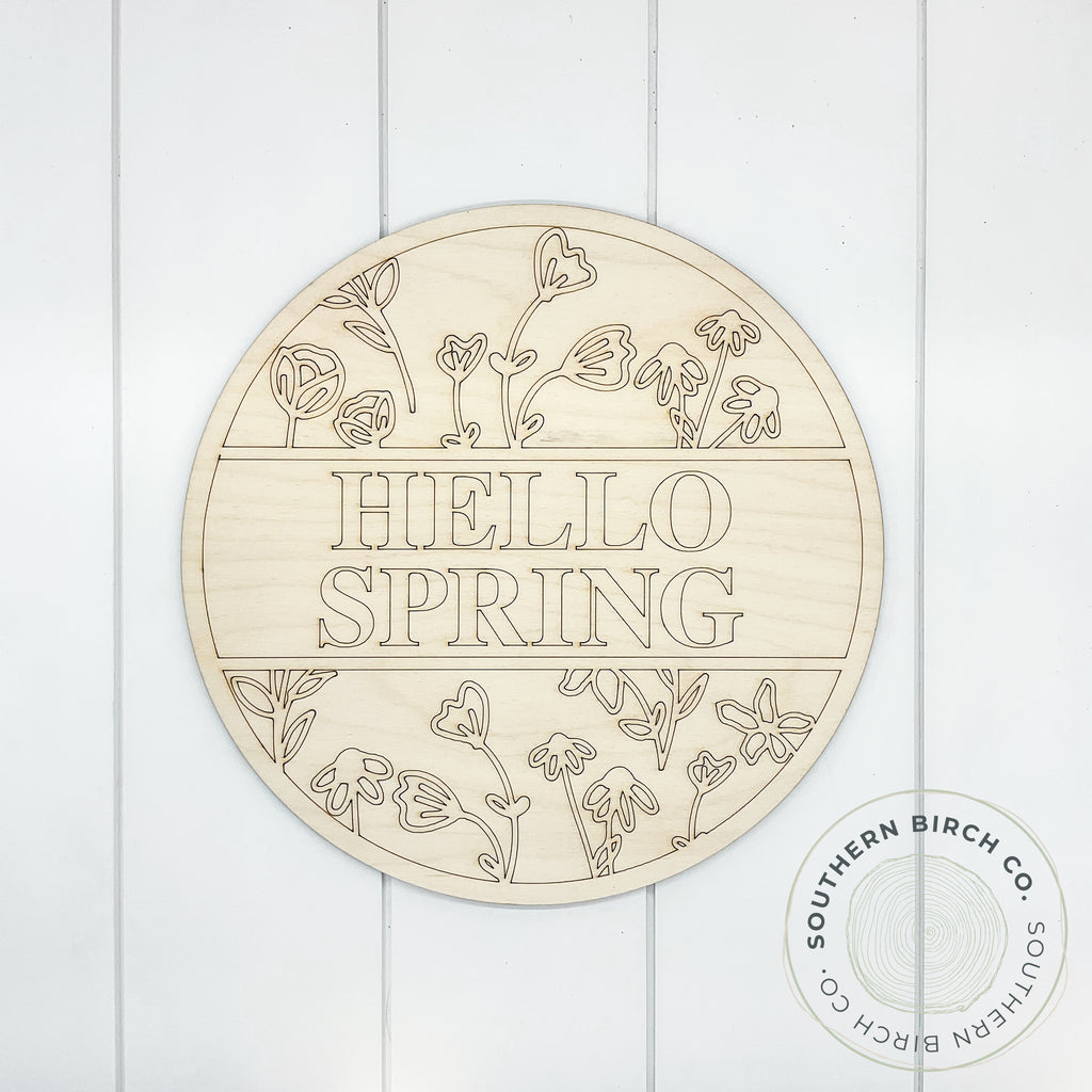 Hello Spring Etched Round Blank