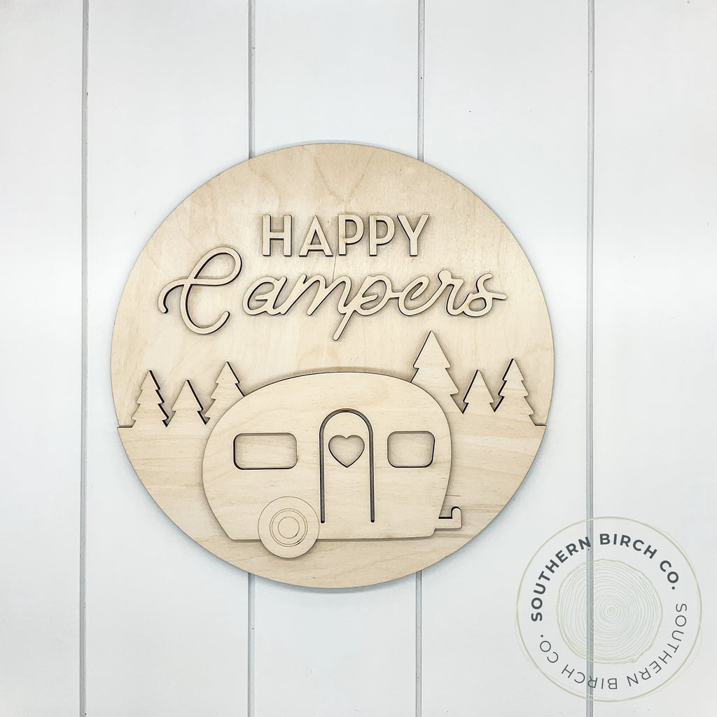 Happy Campers 3D Round Blank