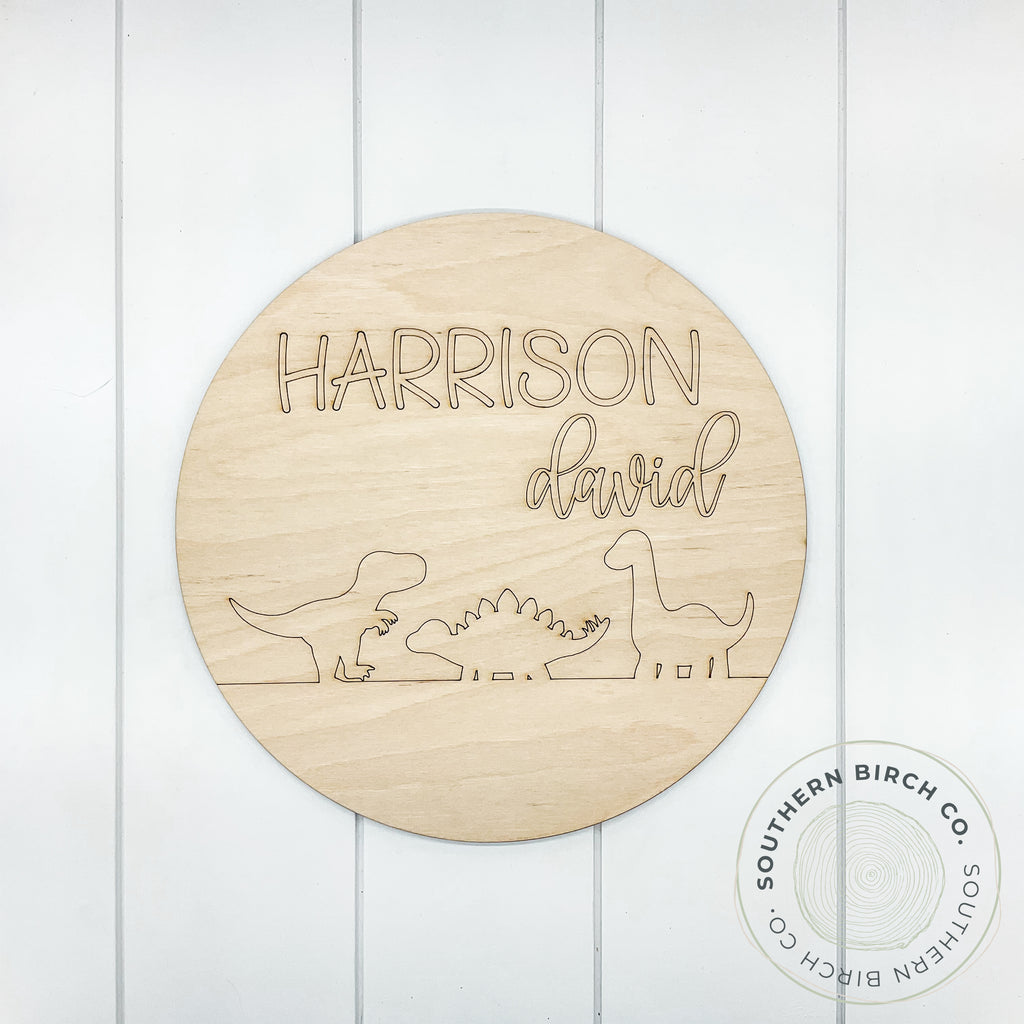 Personalized Name Sign Blank (Dinosaur Trio)